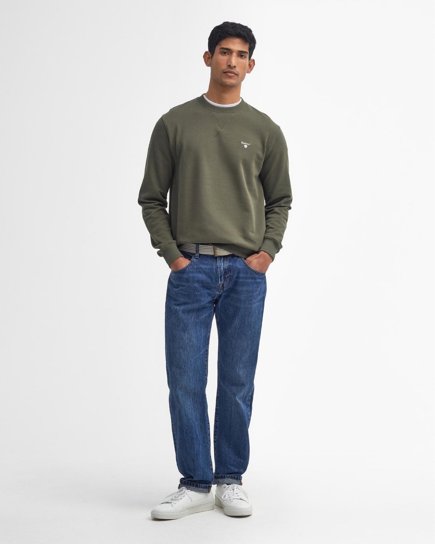 Barbour Beckhill Mens Crew Neck Sweatshirt - Mid Olive