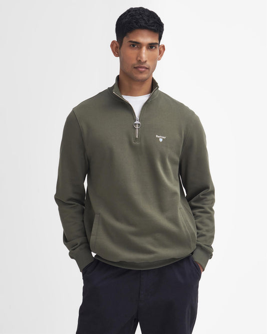 Barbour Beckhill Mens Half Zip Sweatshirt - Mid Olive