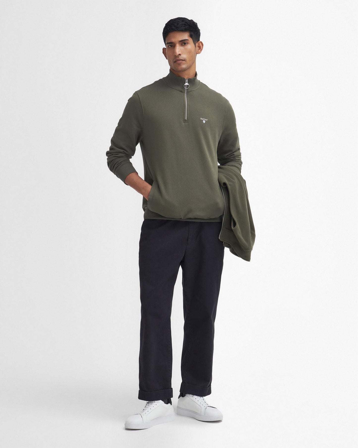 Barbour Beckhill Mens Half Zip Sweatshirt - Mid Olive