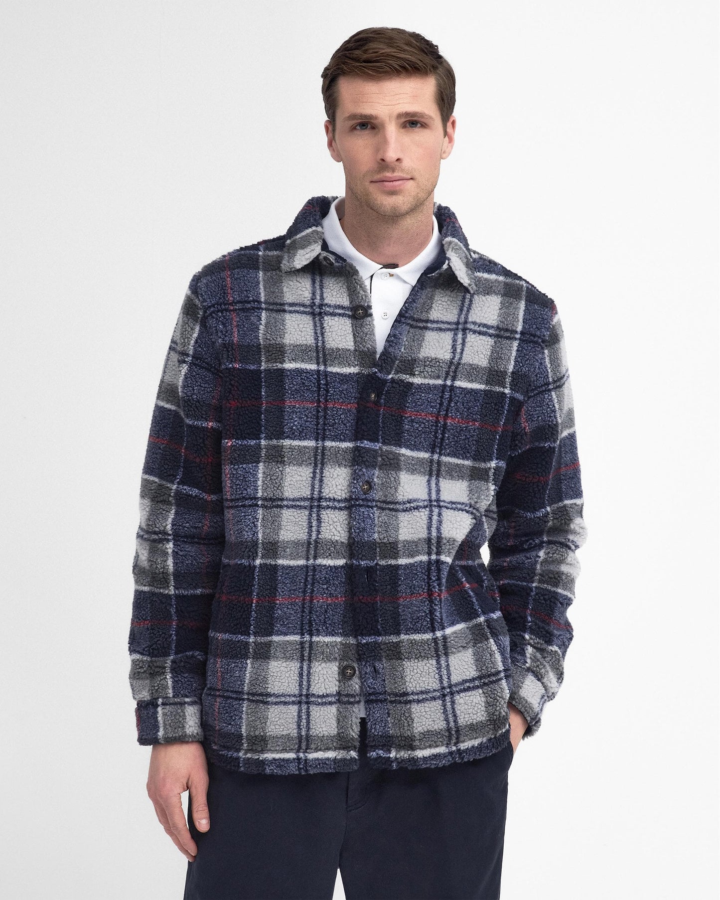 Barbour Bryson Mens Fleece Overshirt - Blue Granite Tartan