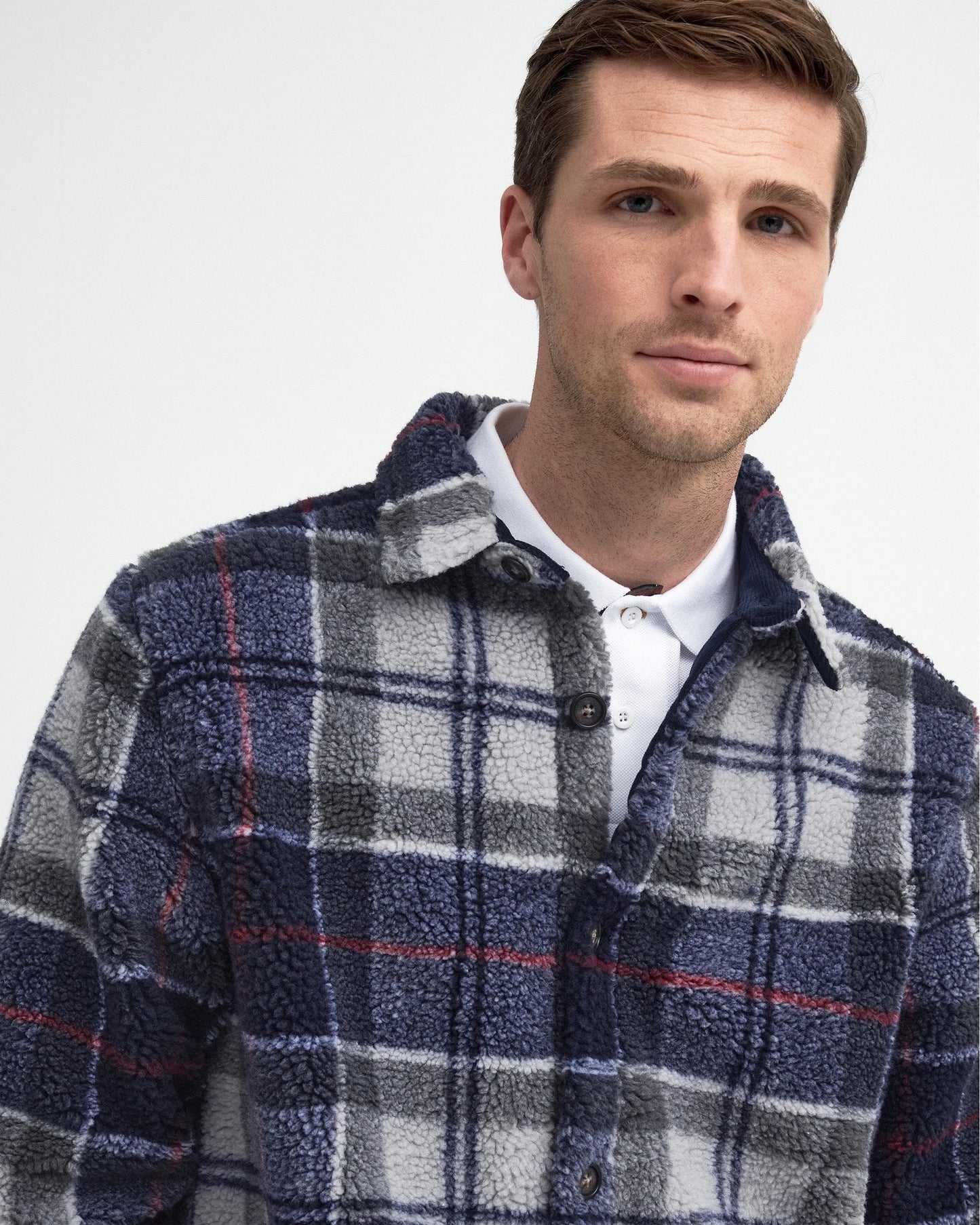 Barbour Bryson Mens Fleece Overshirt - Blue Granite Tartan