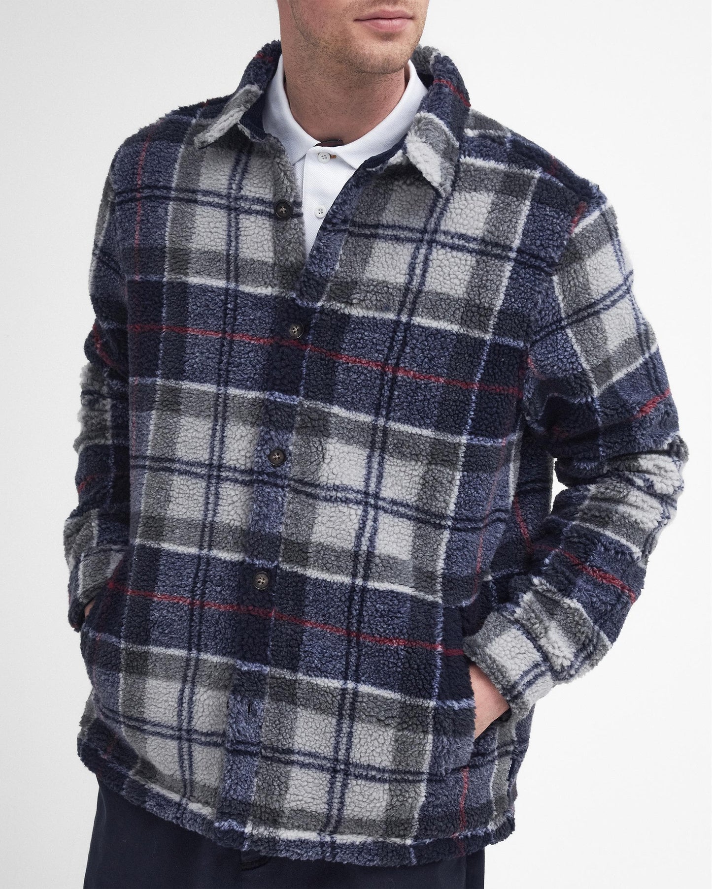 Barbour Bryson Mens Fleece Overshirt - Blue Granite Tartan