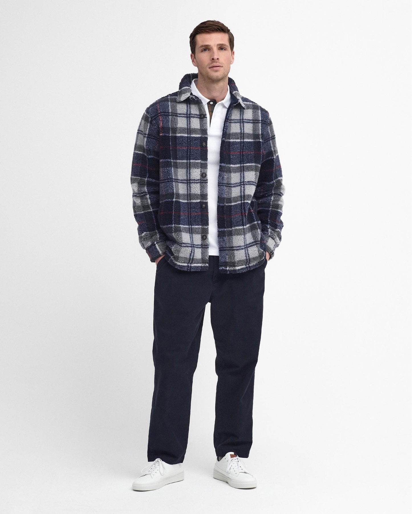Barbour Bryson Mens Fleece Overshirt - Blue Granite Tartan