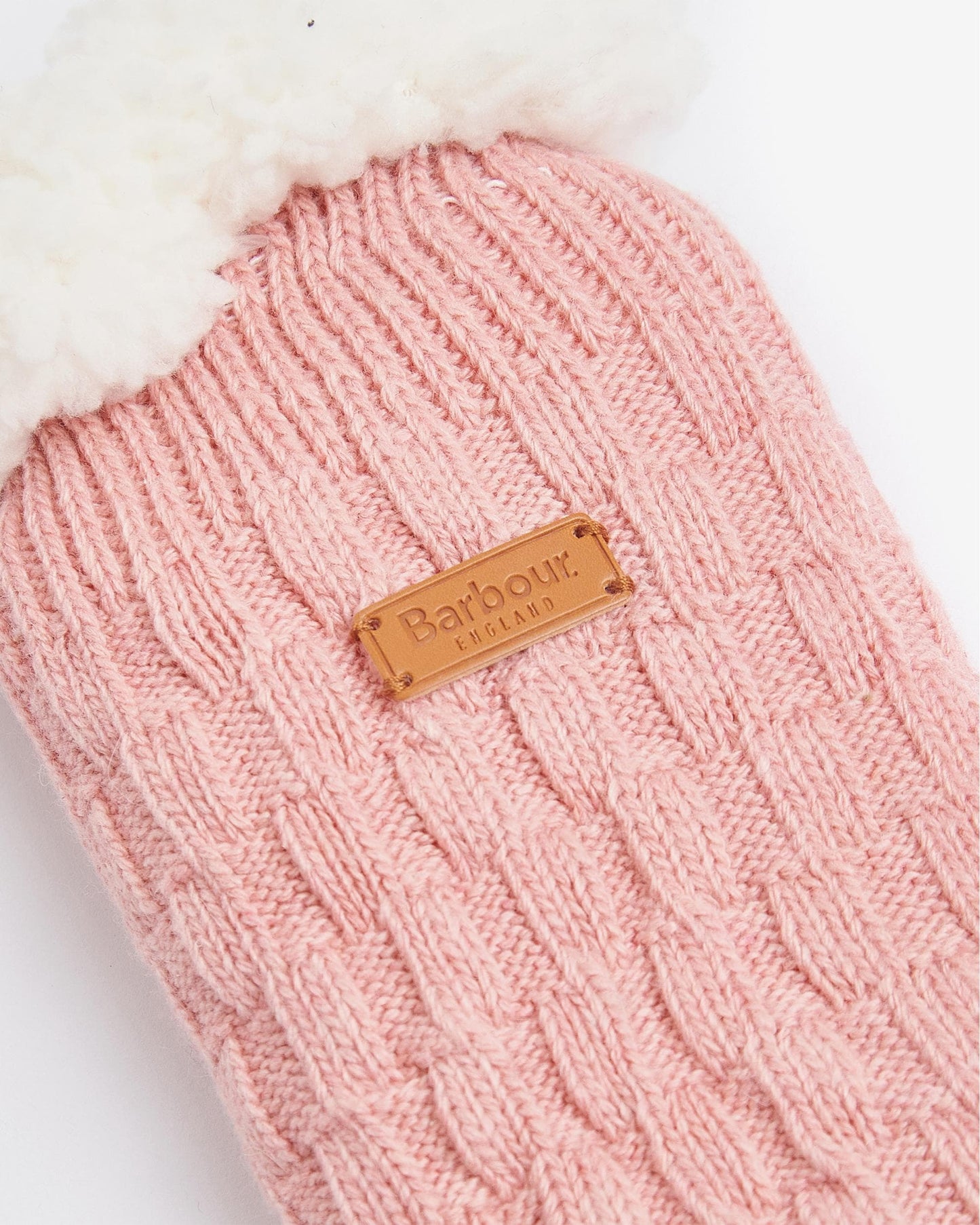 Barbour Cable Knit Womens Lounge Socks - Dusty Pink