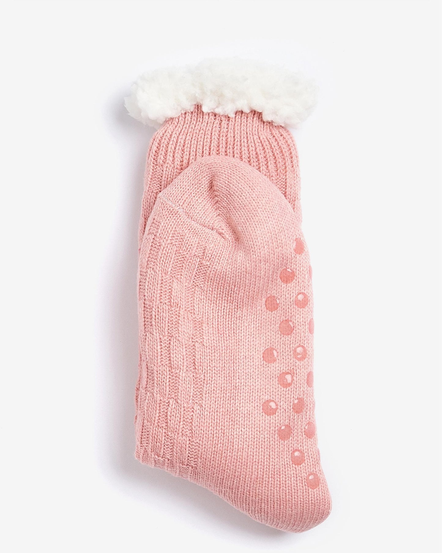 Barbour Cable Knit Womens Lounge Socks - Dusty Pink