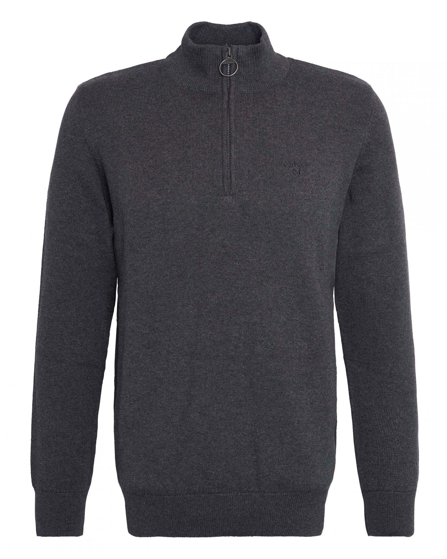 Barbour Cotton Mens Half Zip Jumper - Charcoal