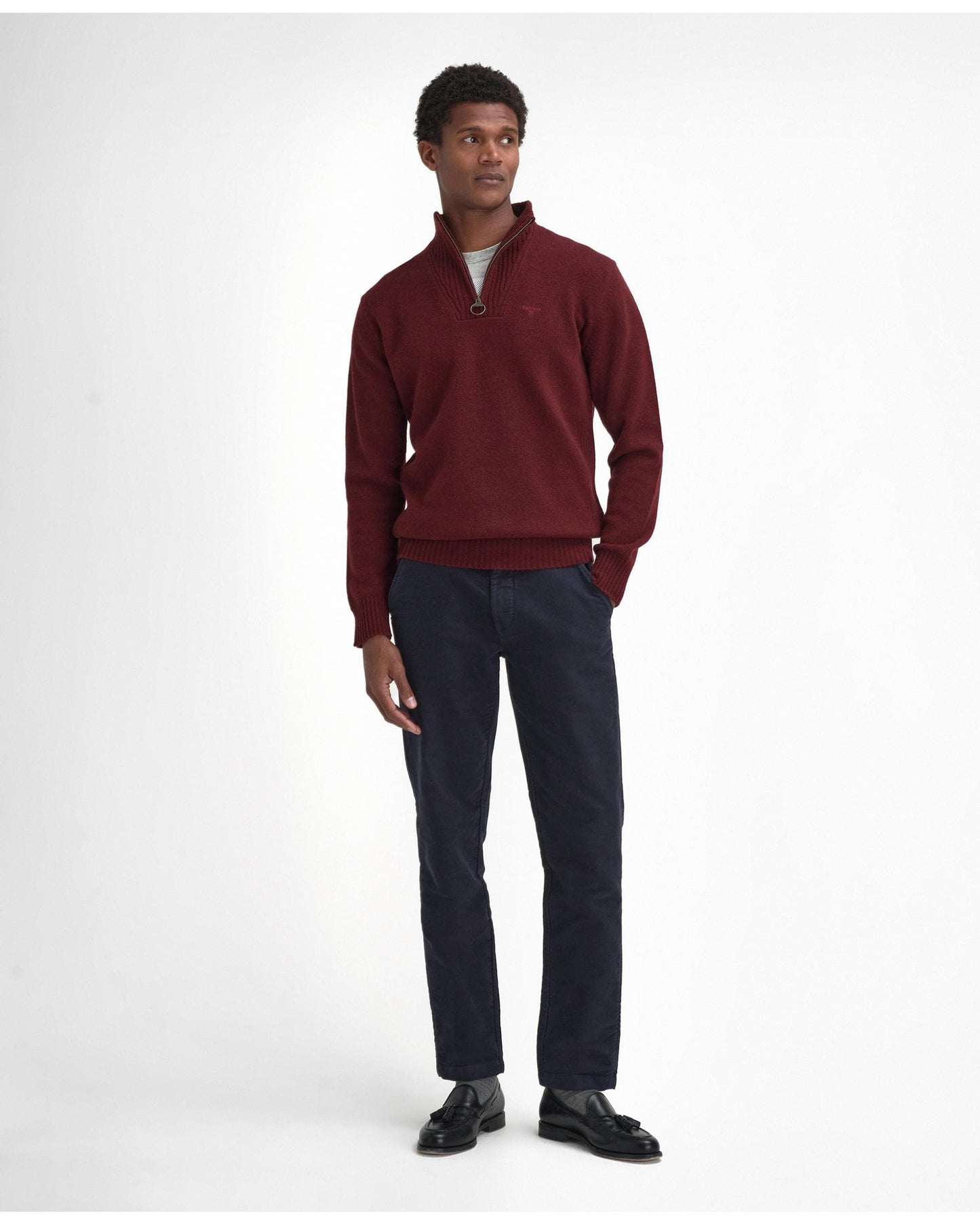 Barbour Essential Lambswool Mens Half-Zip Jumper - Ruby