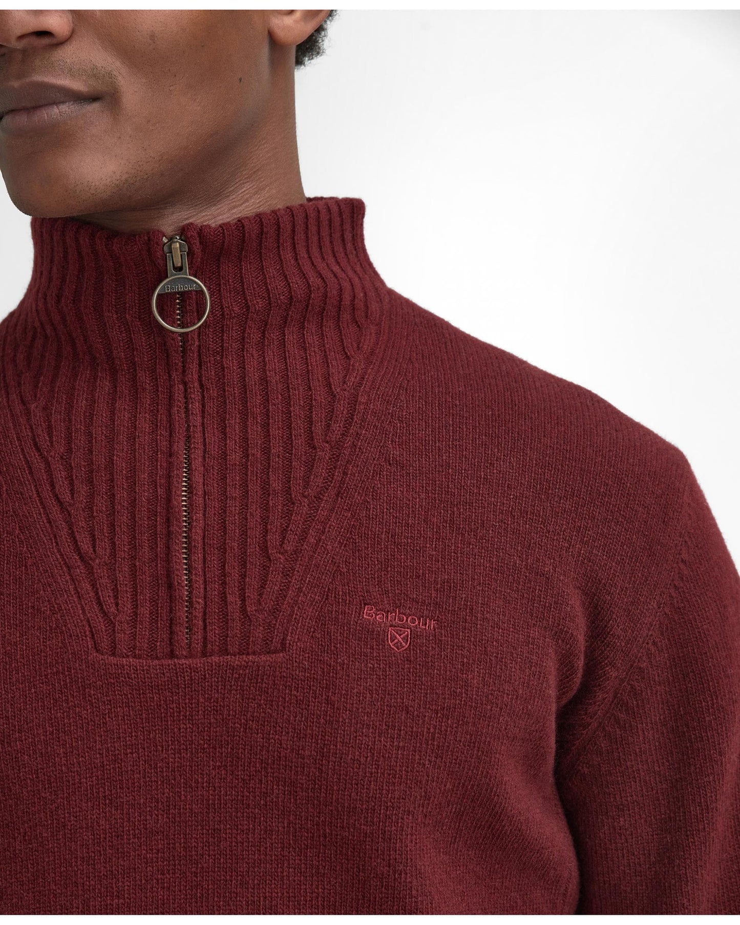 Barbour Essential Lambswool Mens Half-Zip Jumper - Ruby