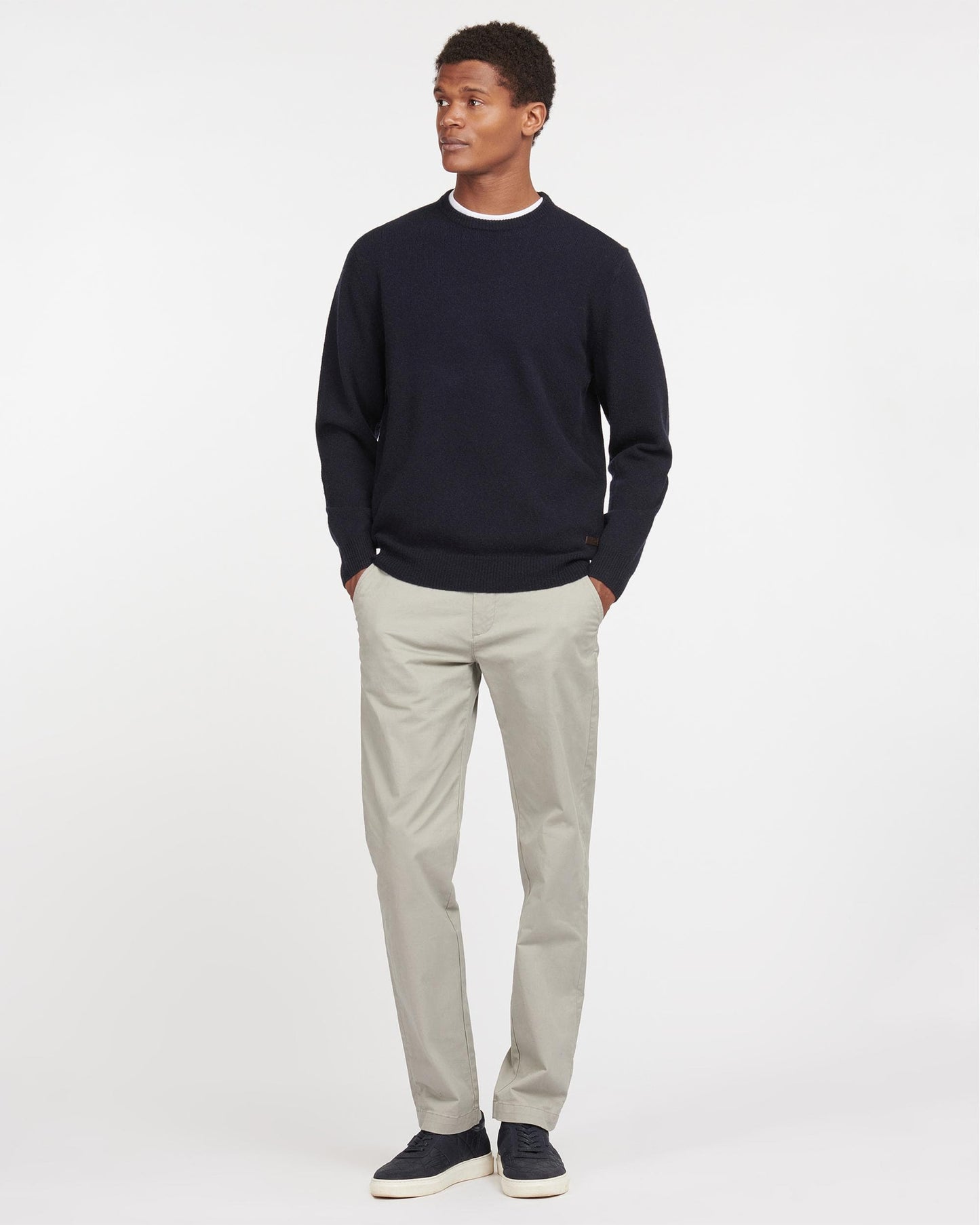 Barbour Essential Patch Mens Crew-Neck Jumper - Navy