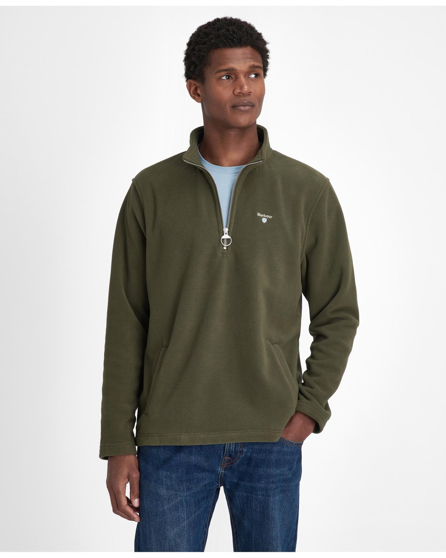 Barbour Essentials Mens Half Zip Fleece - Mid Olive