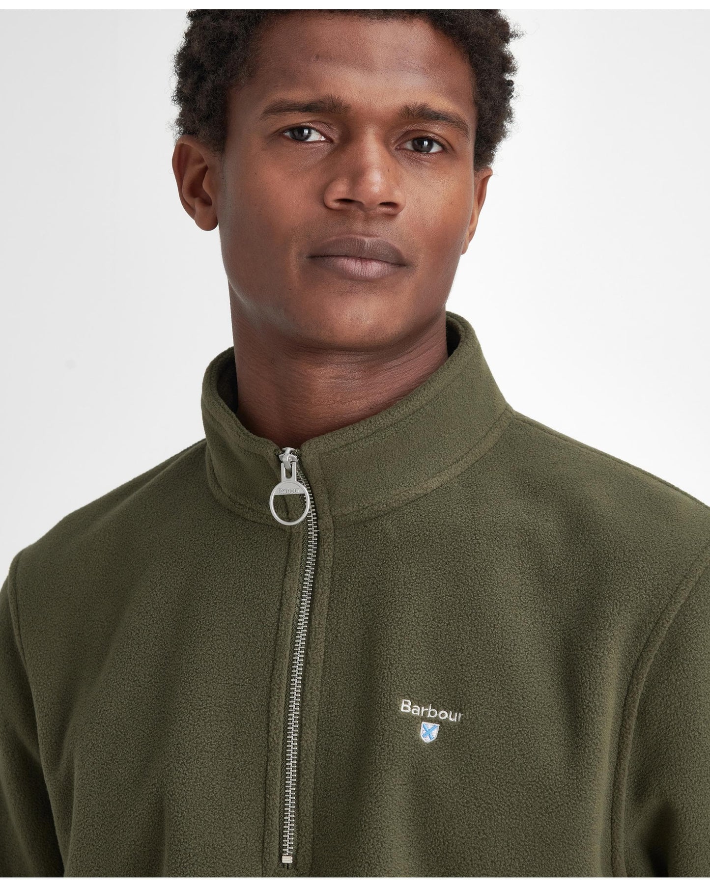 Barbour Essentials Mens Half Zip Fleece - Mid Olive