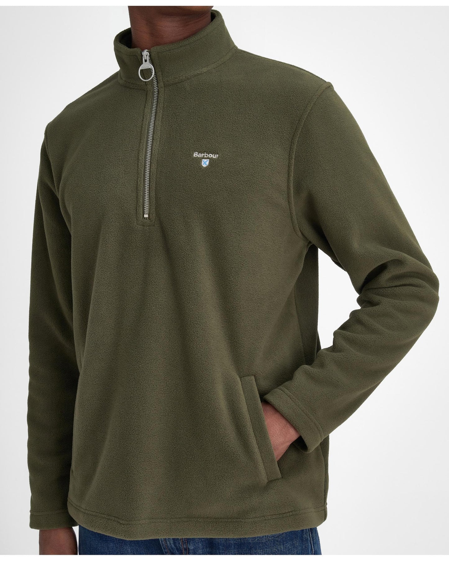 Barbour Essentials Mens Half Zip Fleece - Mid Olive