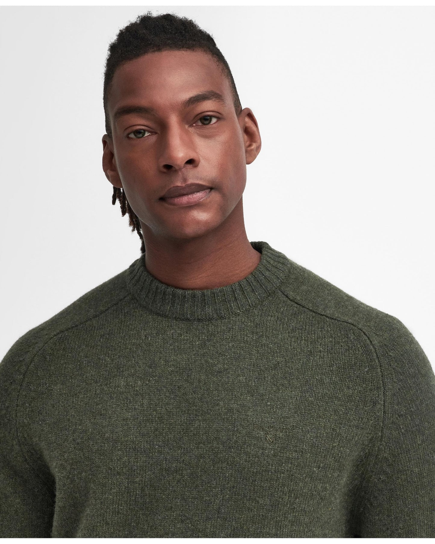 Barbour Grangetown Mens Crew Neck Knitted Sweater - Mid Olive