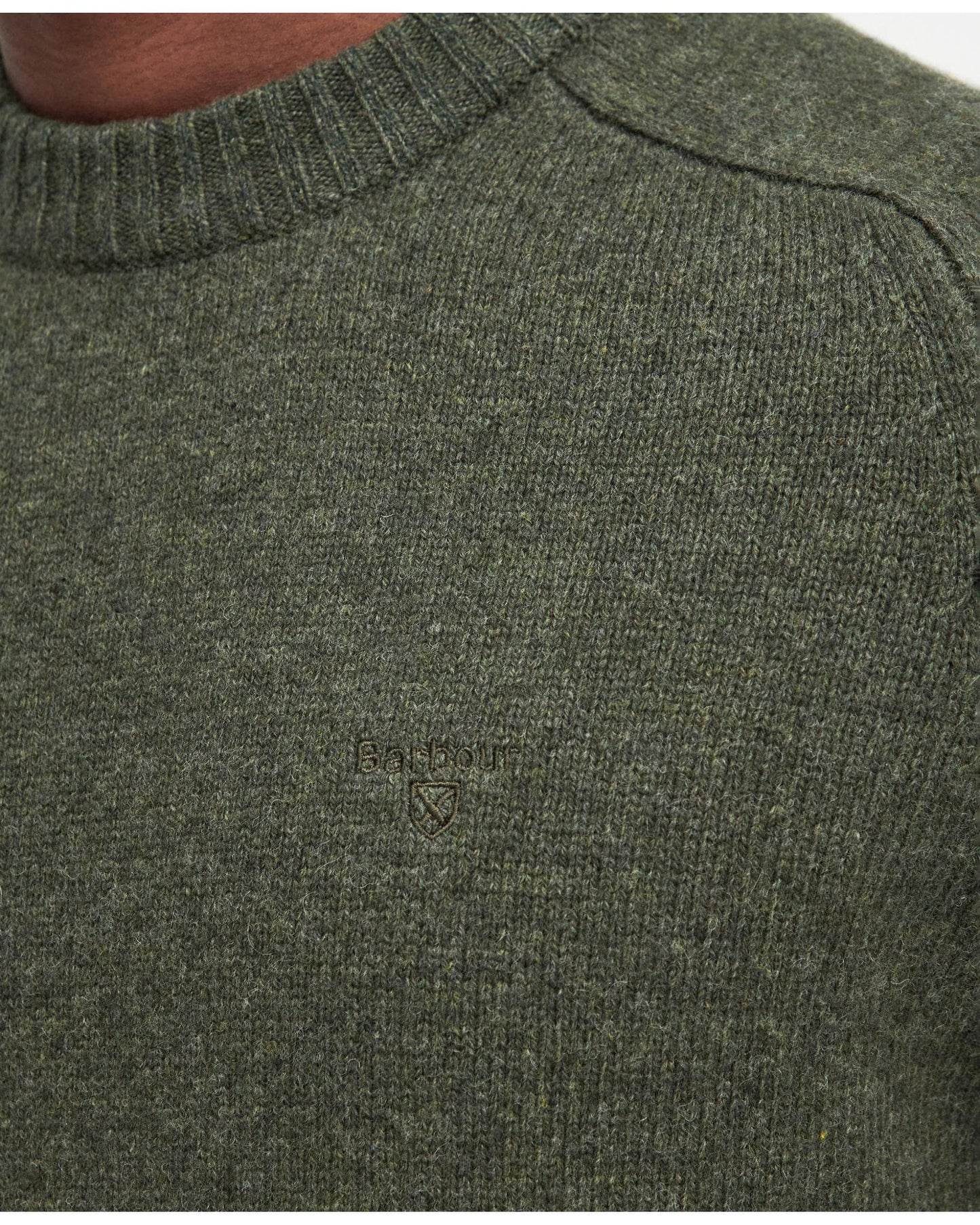 Barbour Grangetown Mens Crew Neck Knitted Sweater - Mid Olive