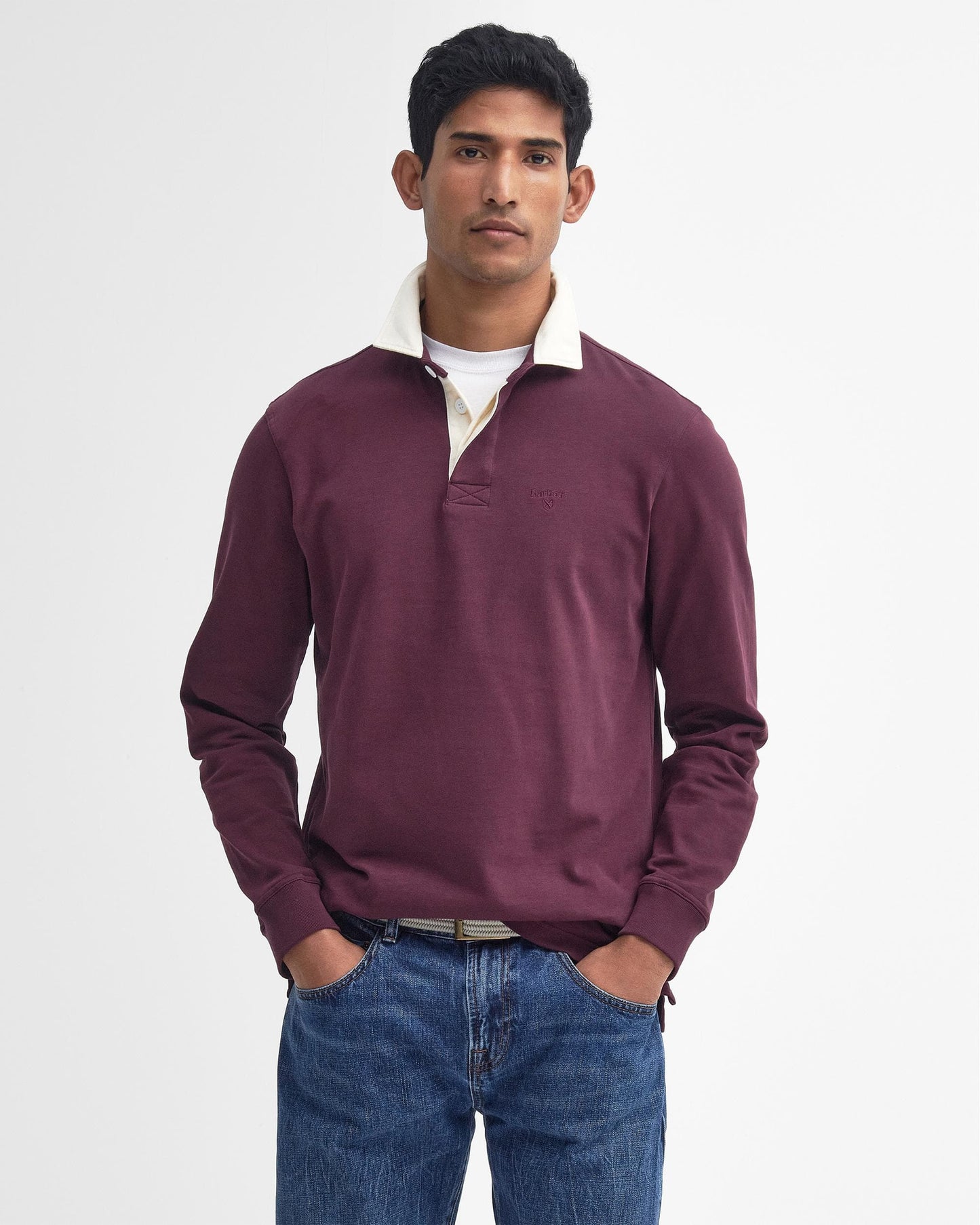Barbour Howtown Mens Long Sleeve Rugby Shirt - Merlot