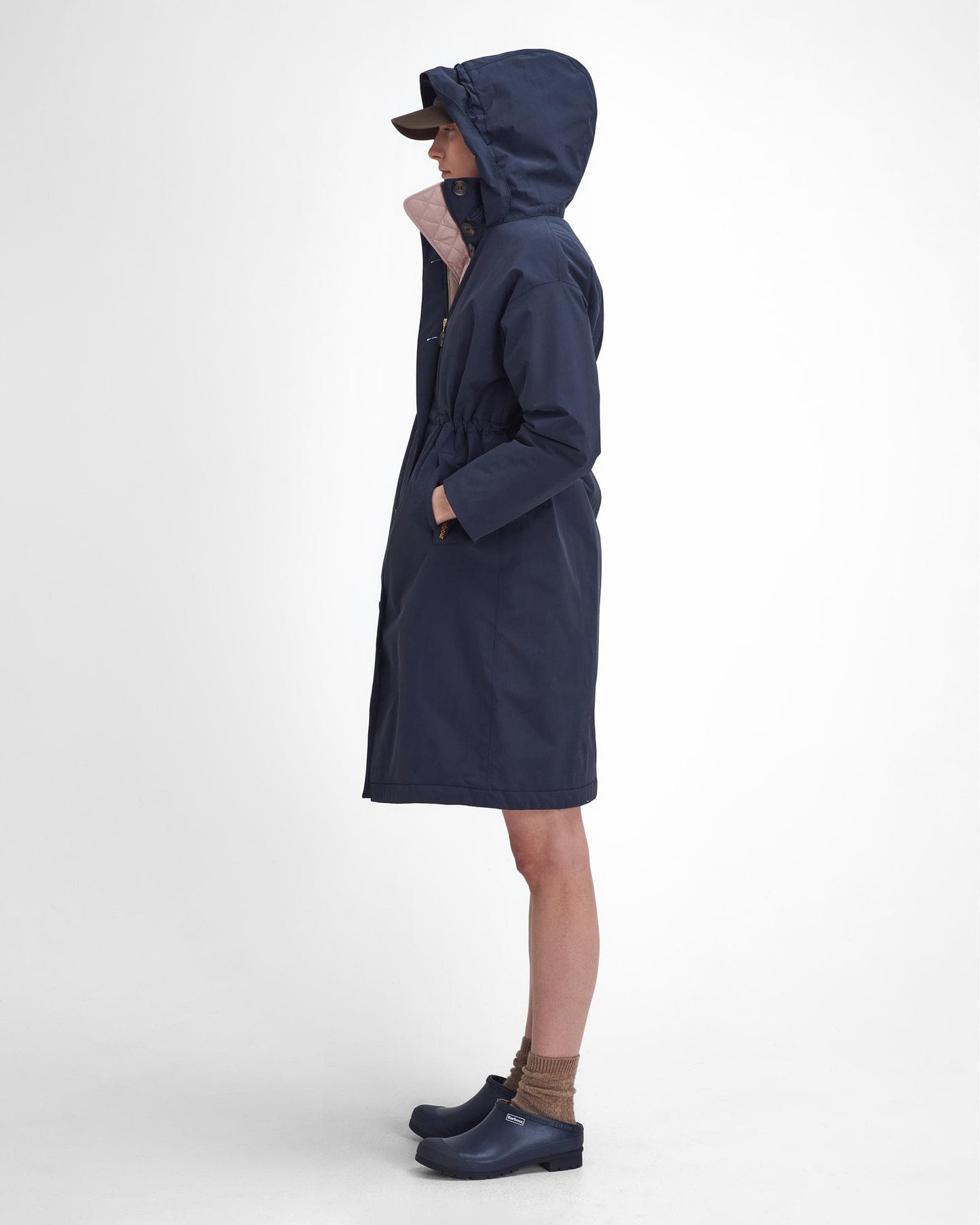 Barbour Iris Womens Long Waterproof Jacket - Dark Navy/Light Sand/Military Brown