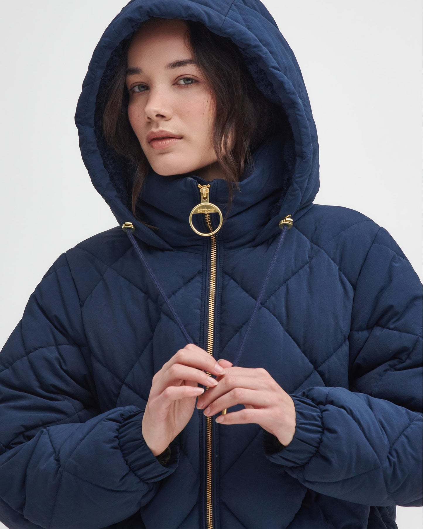 Barbour Kirkton Womens Long Puffer Jacket - Navy/Classic