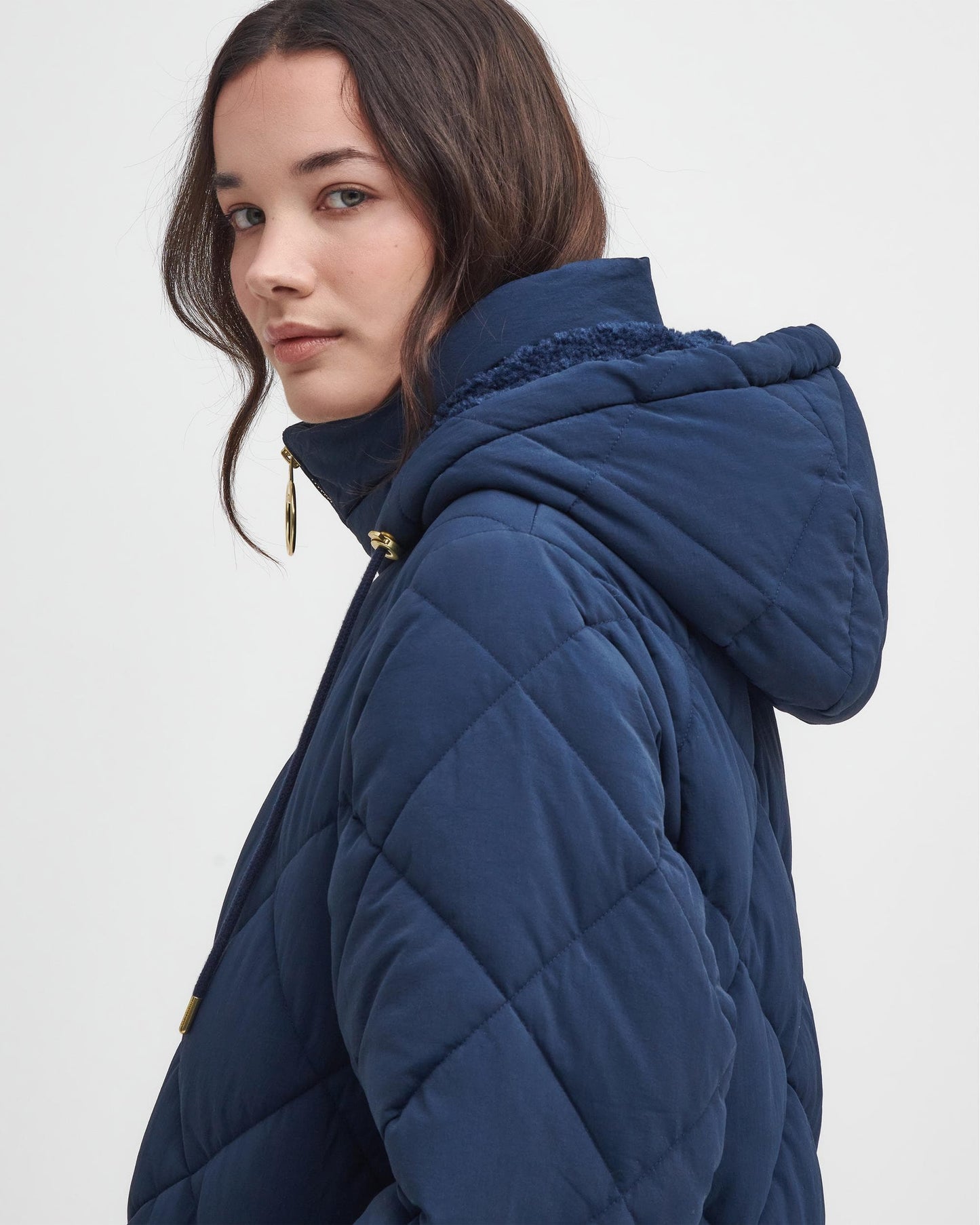 Barbour Kirkton Womens Long Puffer Jacket - Navy/Classic