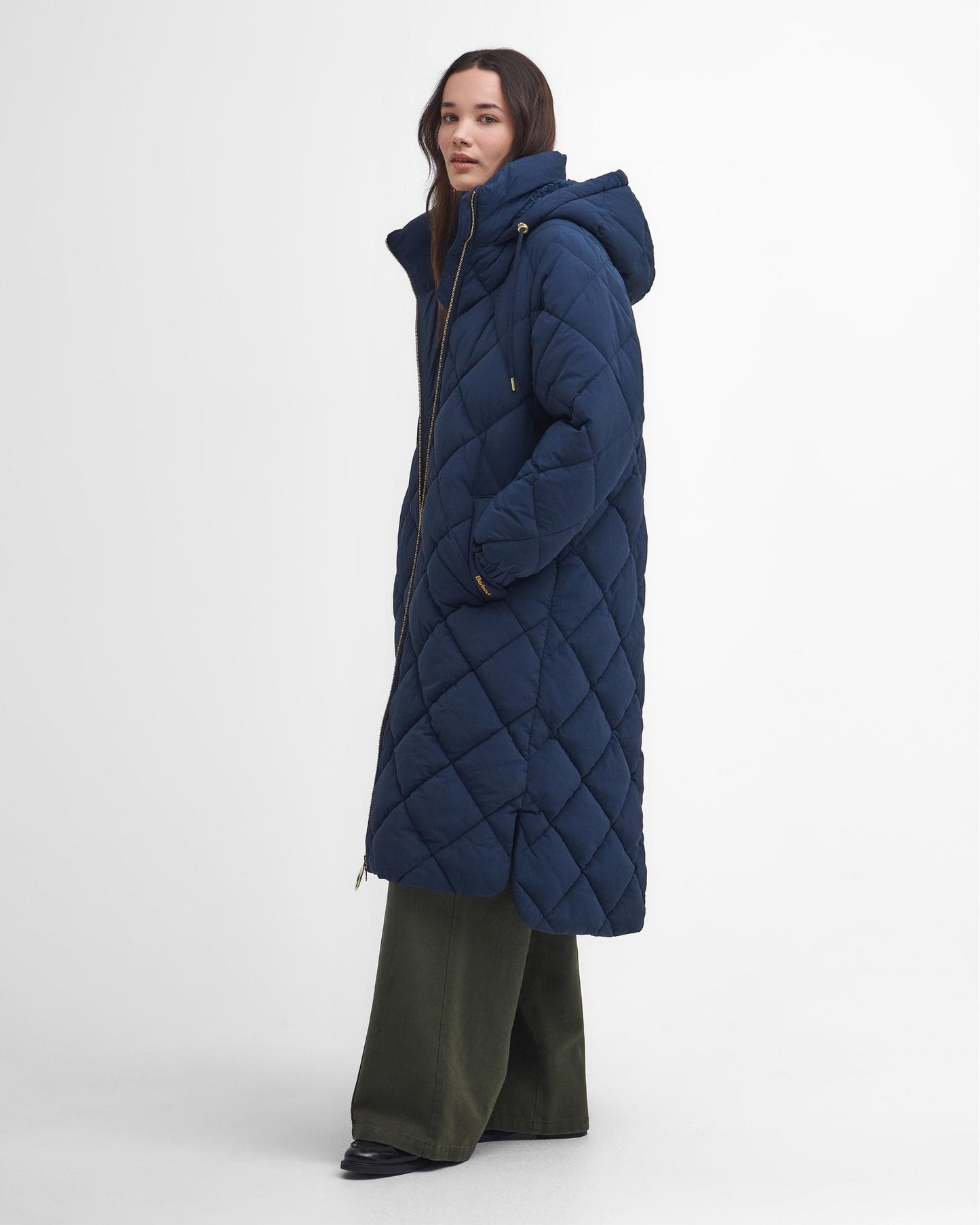 Barbour Kirkton Womens Long Puffer Jacket - Navy/Classic