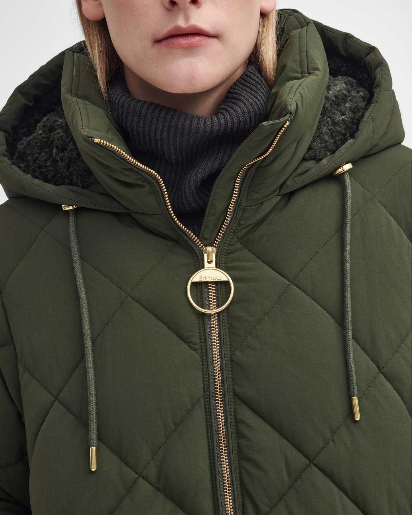 Barbour Kirkton Womens Long Puffer Jacket - Olive/Ancient