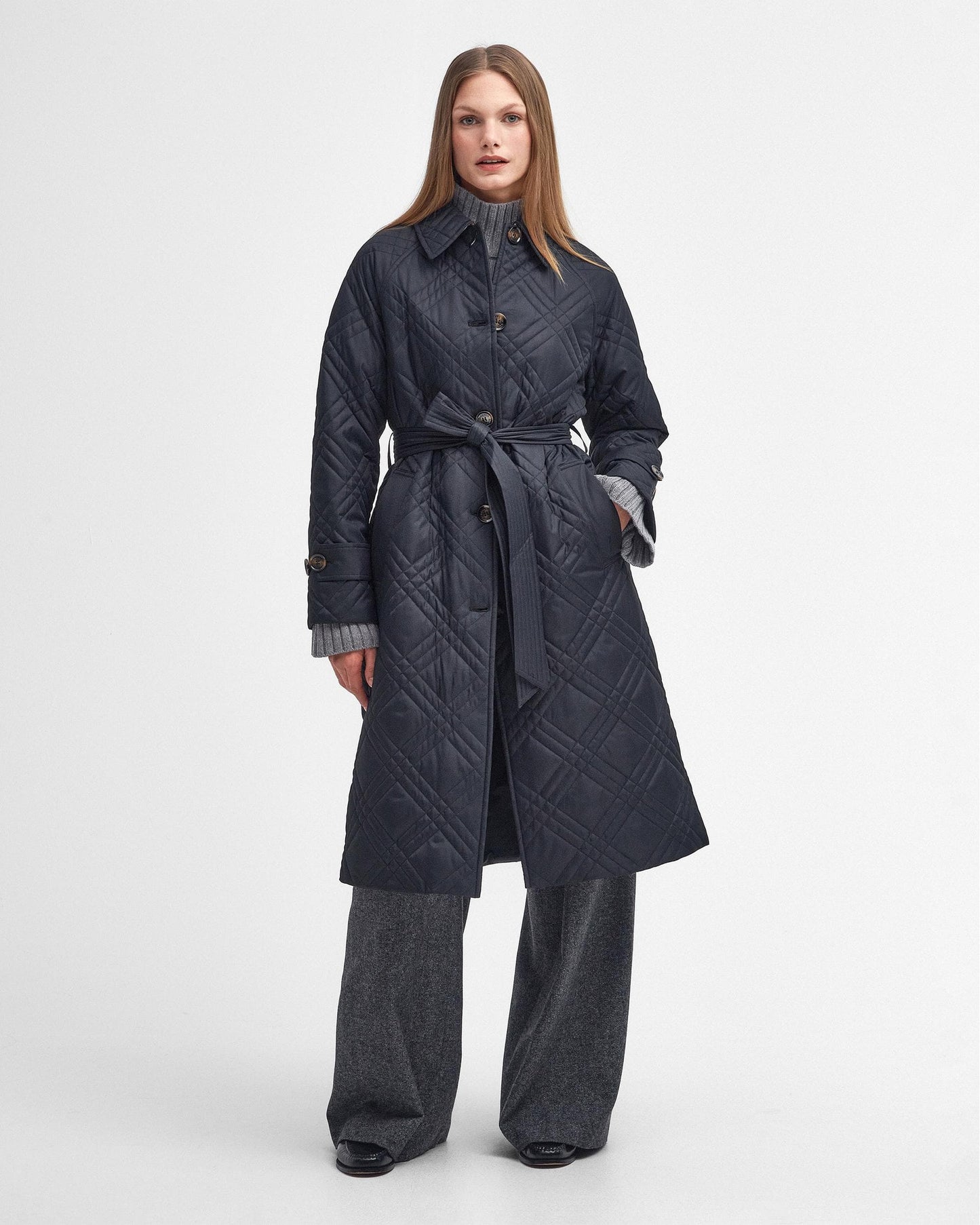 Barbour Mariah Womens Long Quilted Trench Coat