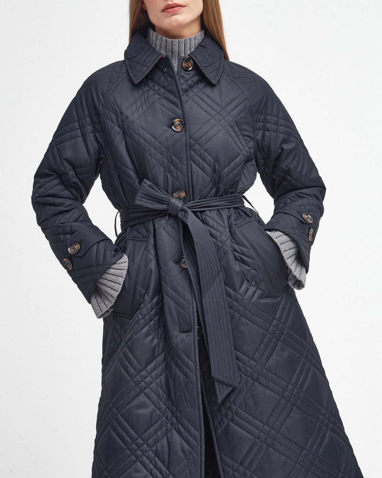 Barbour Mariah Womens Long Quilted Trench Coat