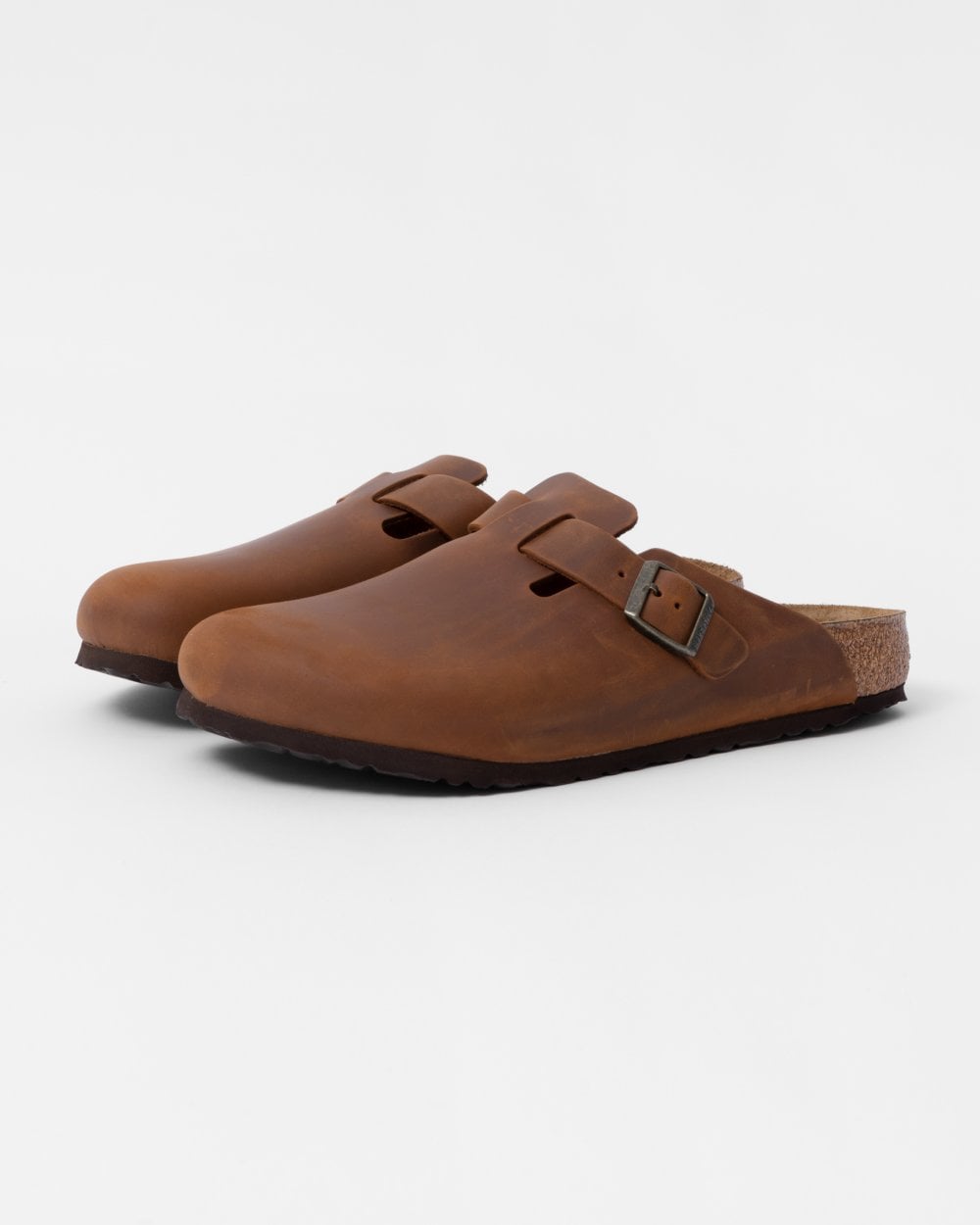 Birkenstock Boston Oiled Nubuck Leather Unisex Clogs - Cognac