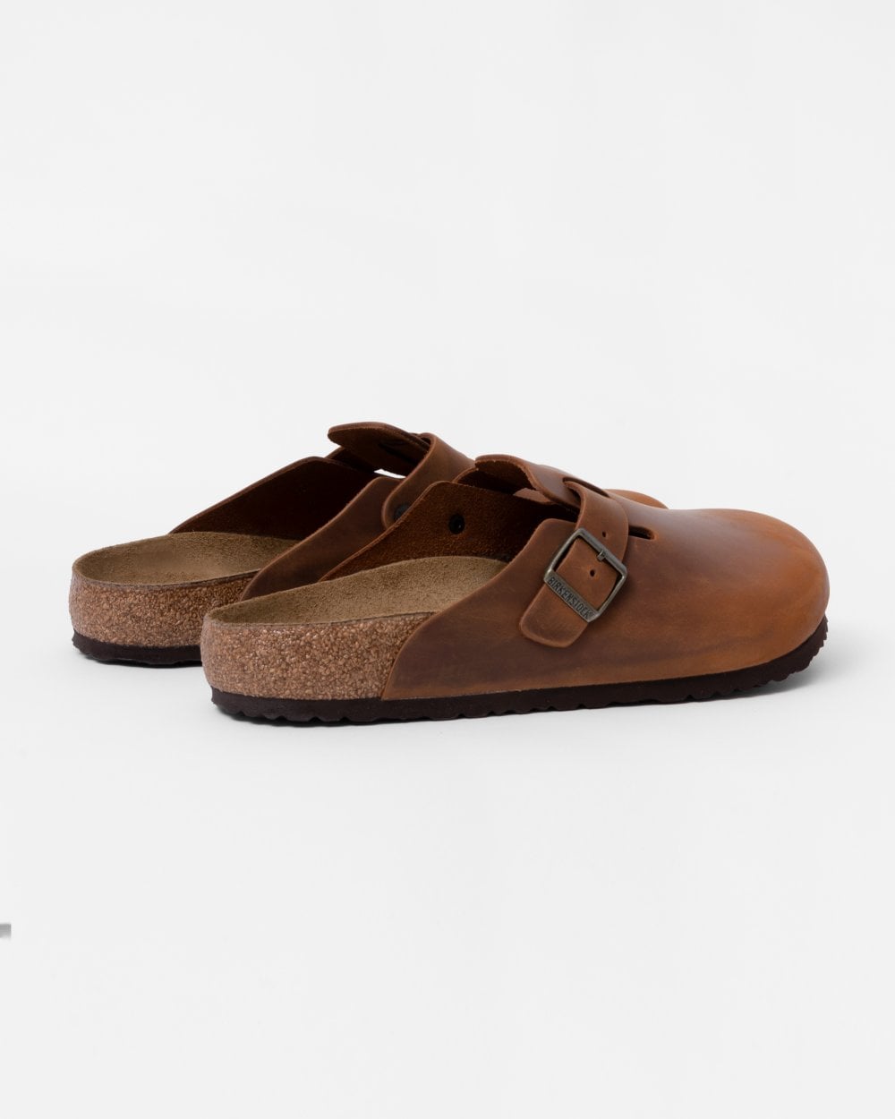 Birkenstock Boston Oiled Nubuck Leather Unisex Clogs - Cognac