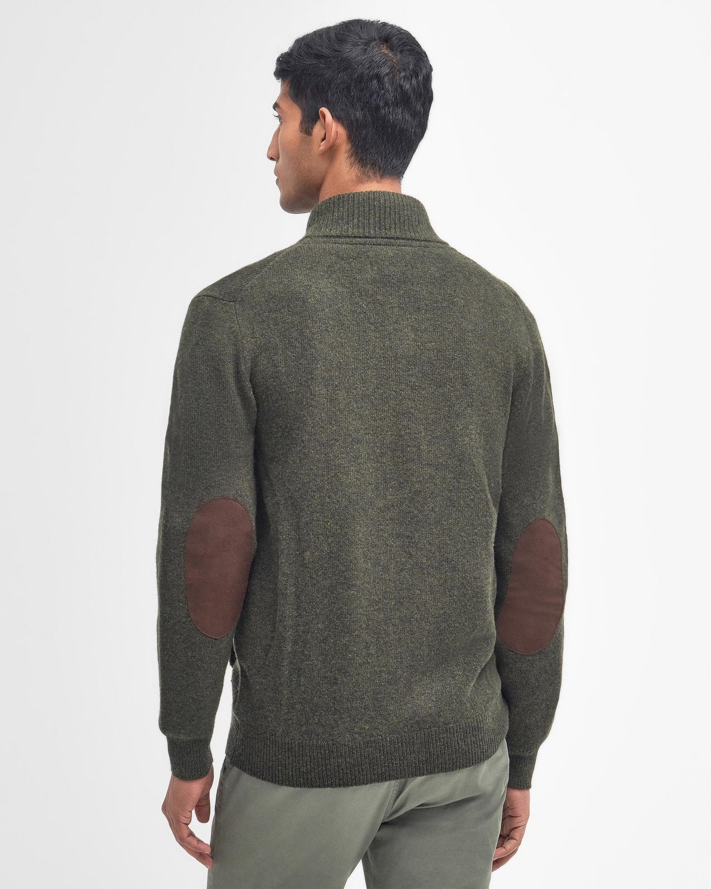 Barbour Patch Buttoned Full-Zip Mens Knit - Seaweed