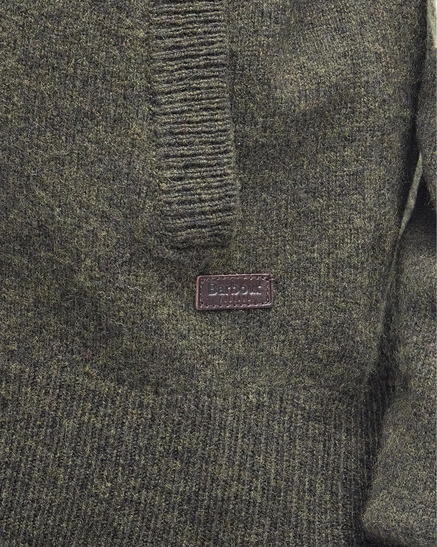 Barbour Patch Buttoned Full-Zip Mens Knit - Seaweed