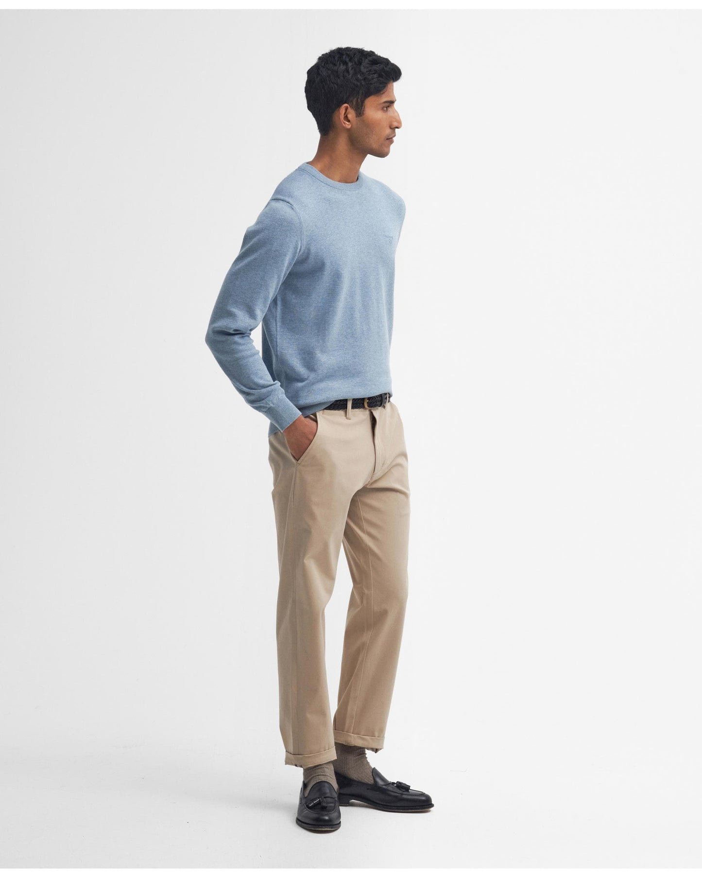 Barbour Pima Cotton Mens Crew Sweatshirt - Mineral Blue