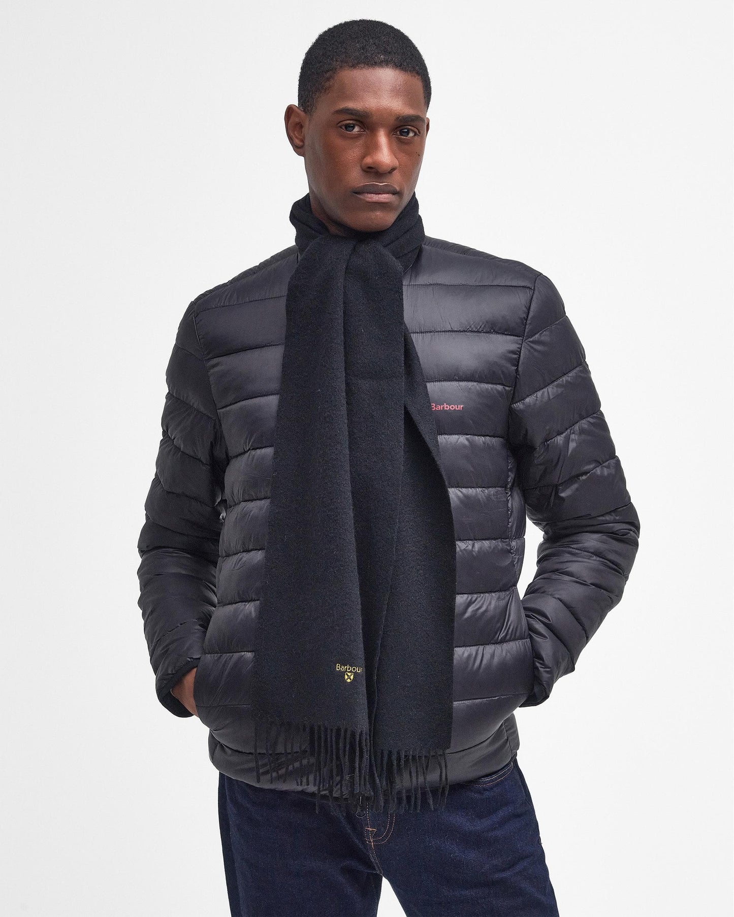 Barbour Unisex Plain Lambswool Scarf - Black