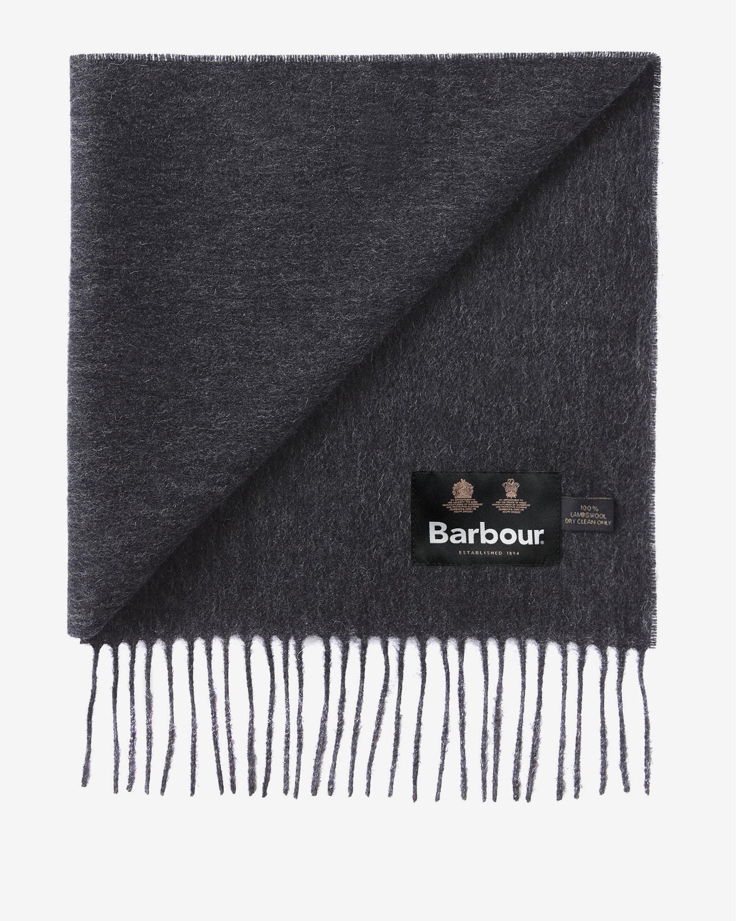 Barbour Unisex Plain Lambswool Scarf - Charcoal/Grey