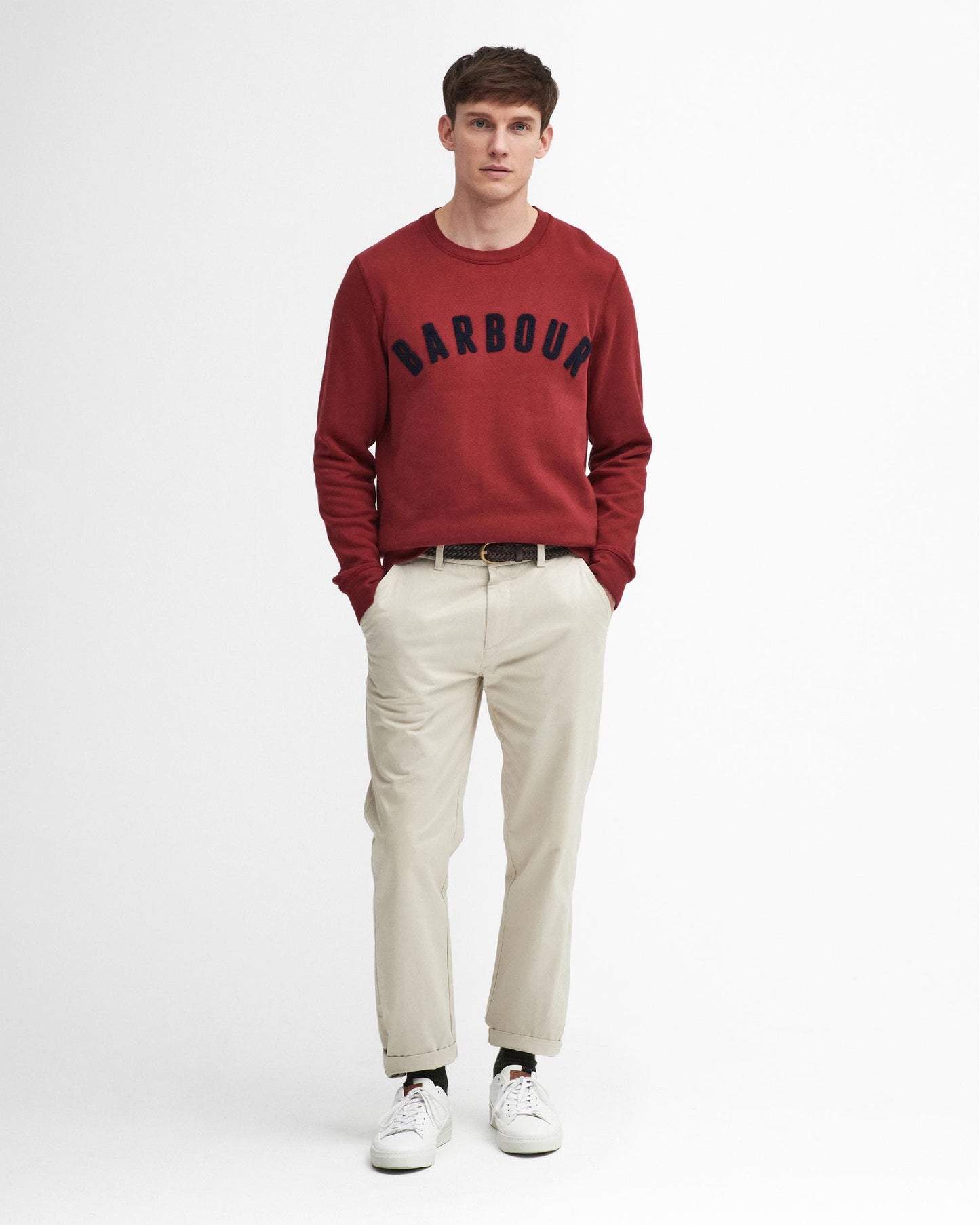 Barbour Prep Logo Crew Mens Sweatshirt - Highland Red