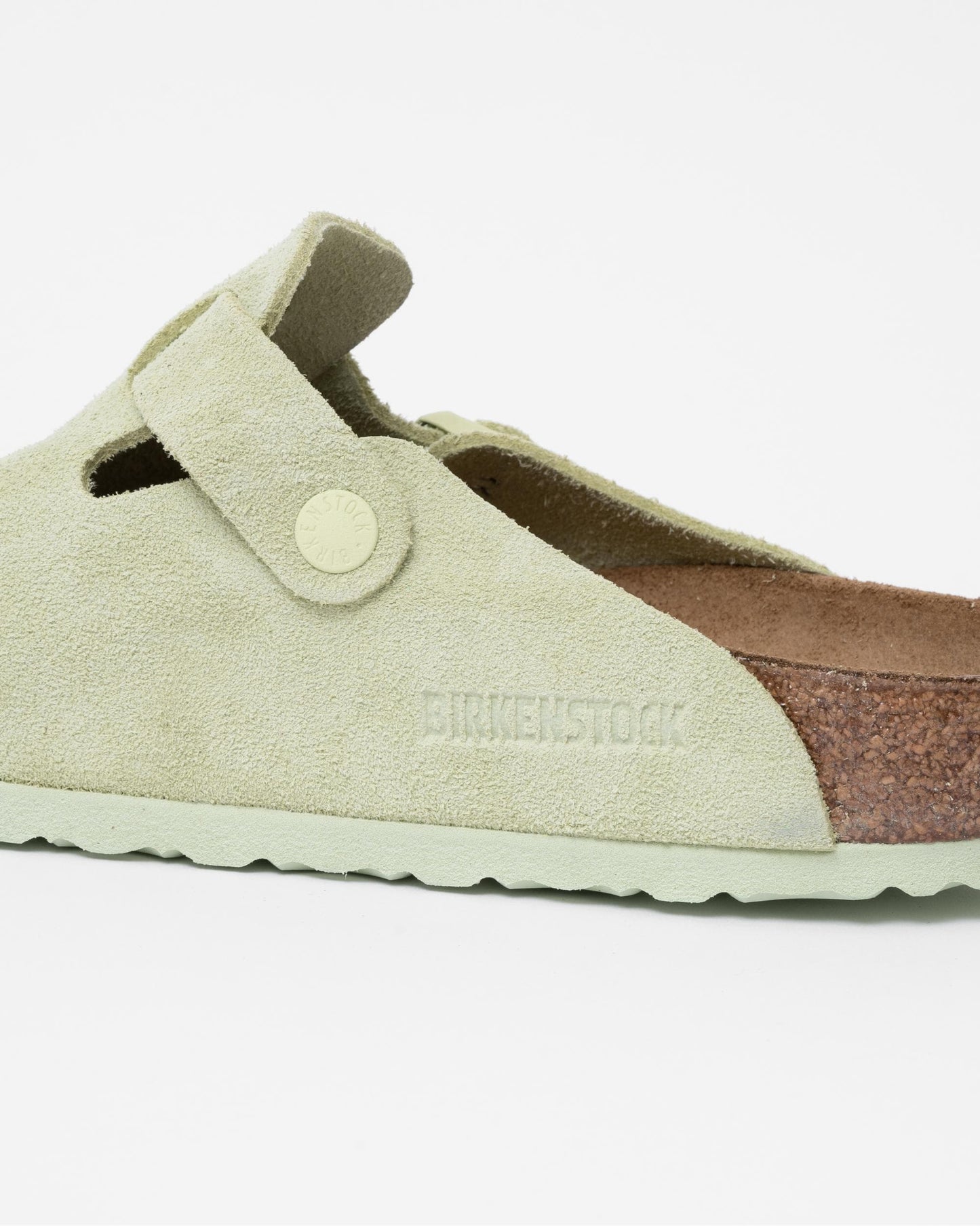Birkenstock Boston Suede Leather Womens Clogs - Faded Lime