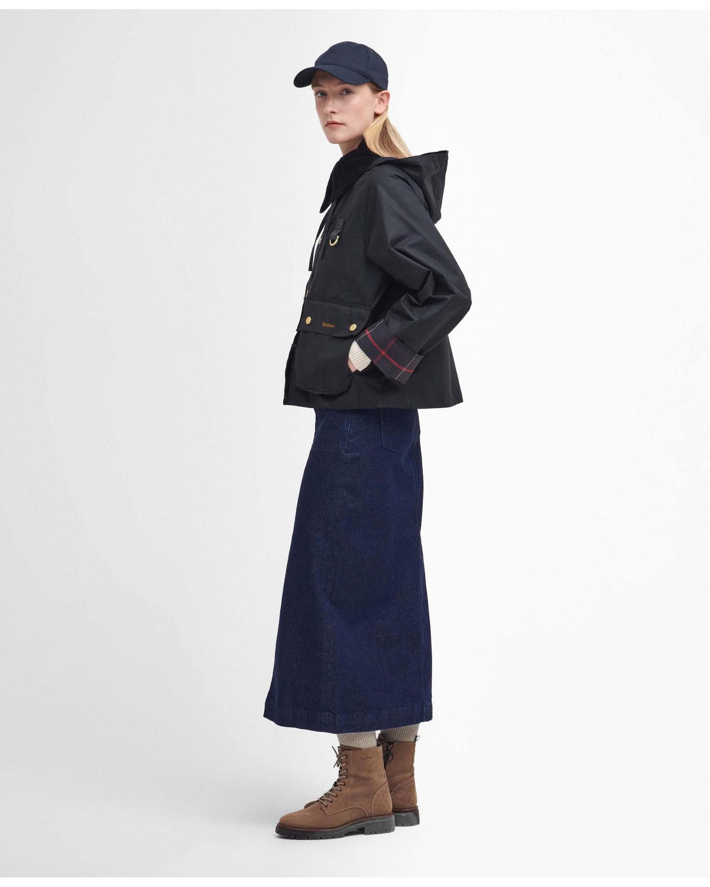 Barbour Reighton Womens Wax Jacket - Black/Classic