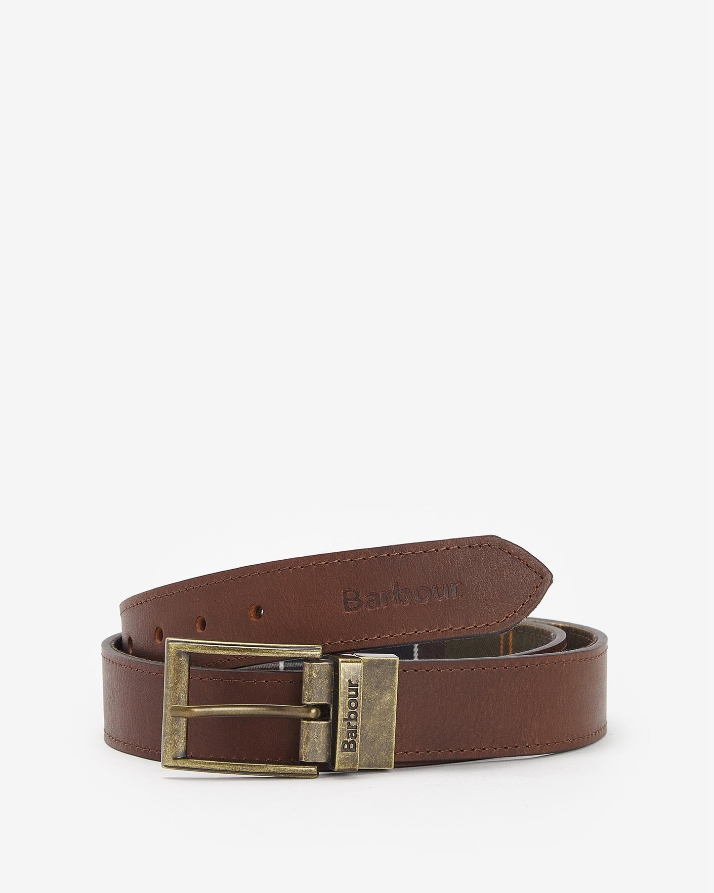 Barbour Reversible Tartan Mens Leather Belt