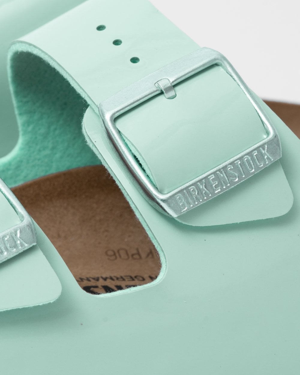 Birkenstock Arizona Birko-Flor Patent Womens Sandals - Surf Green