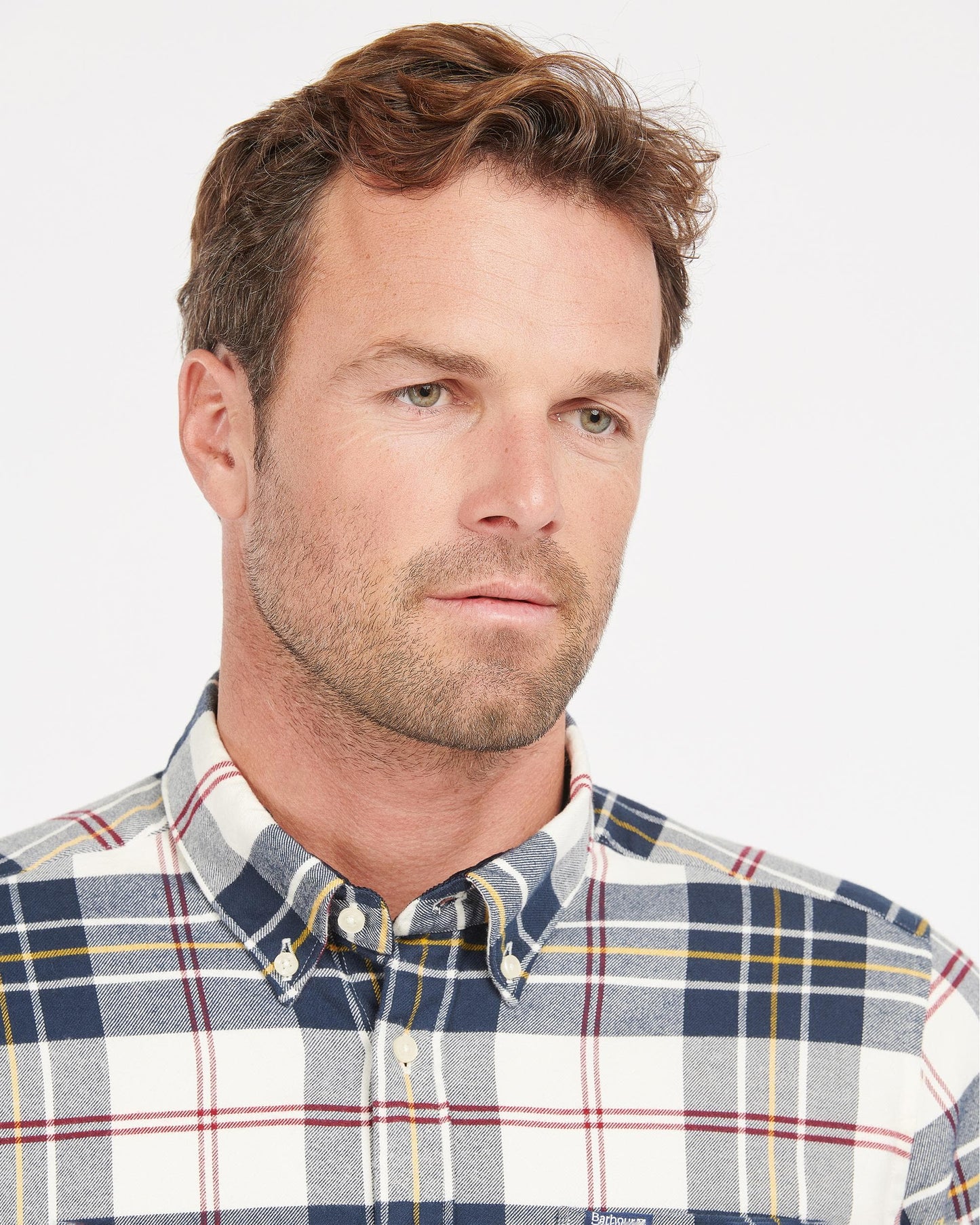 Barbour Ronan Tailored Check Mens Shirt - Ecru