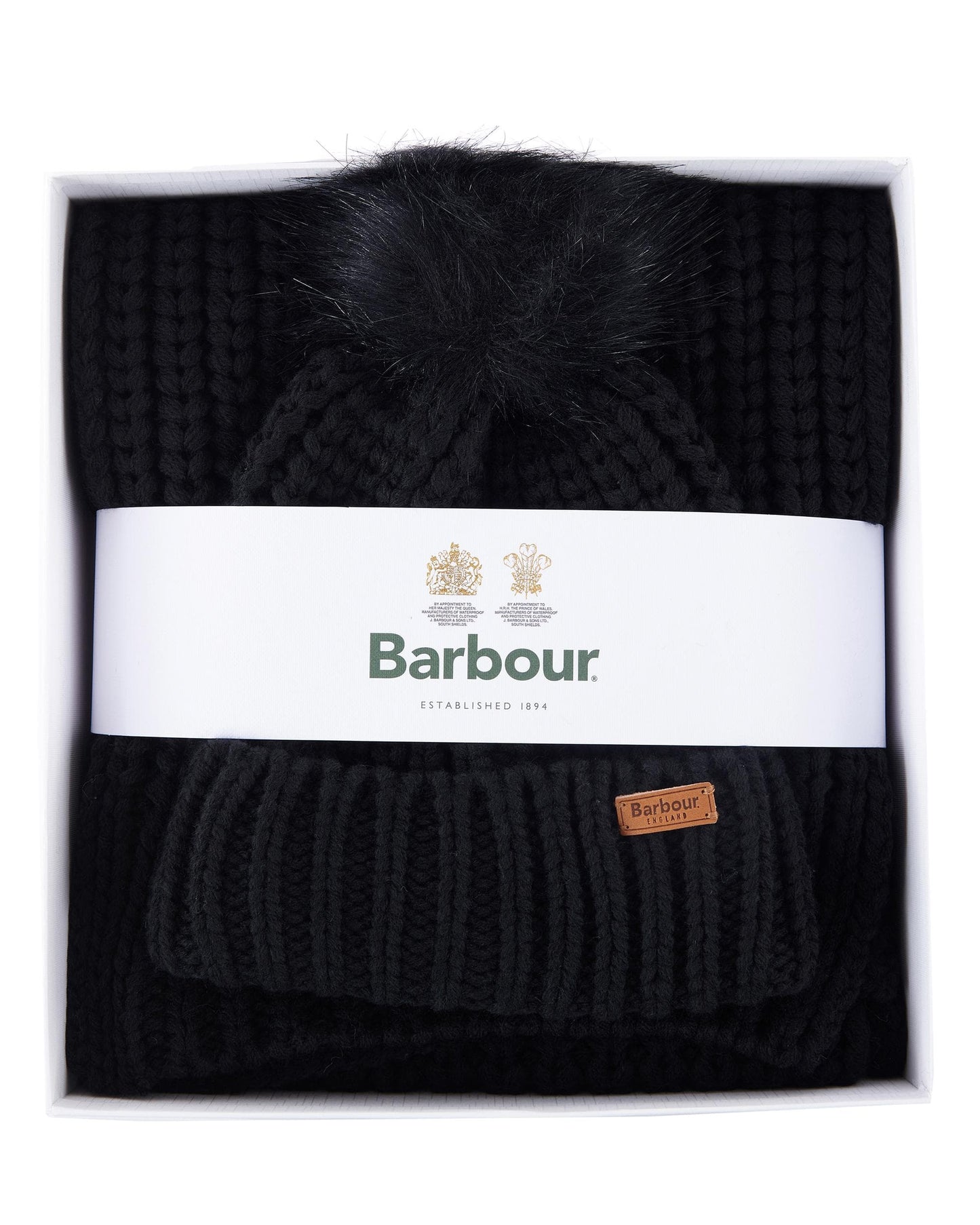 Barbour Saltburn Beanie & Scarf Gift Set - Black