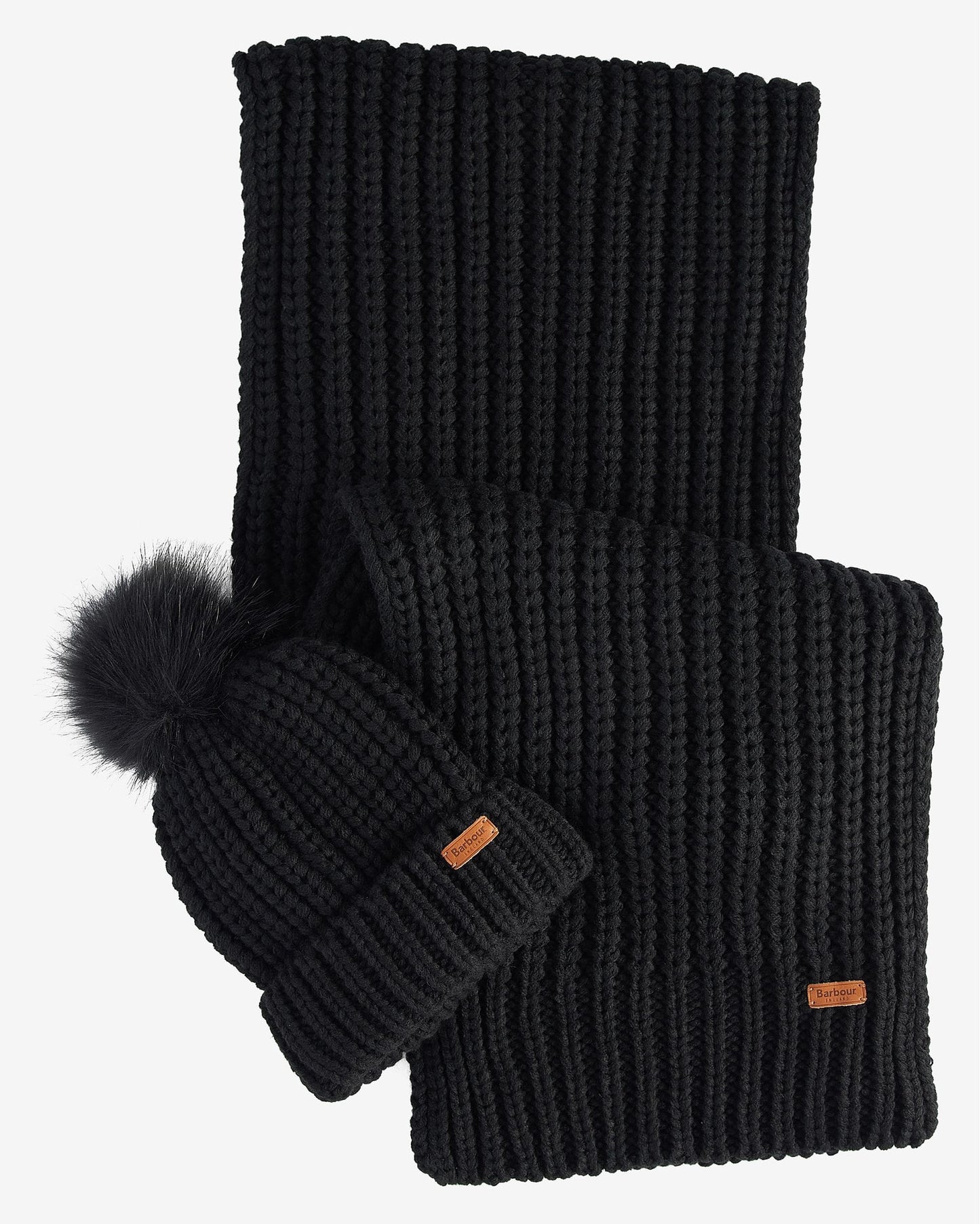 Barbour Saltburn Beanie & Scarf Gift Set - Black
