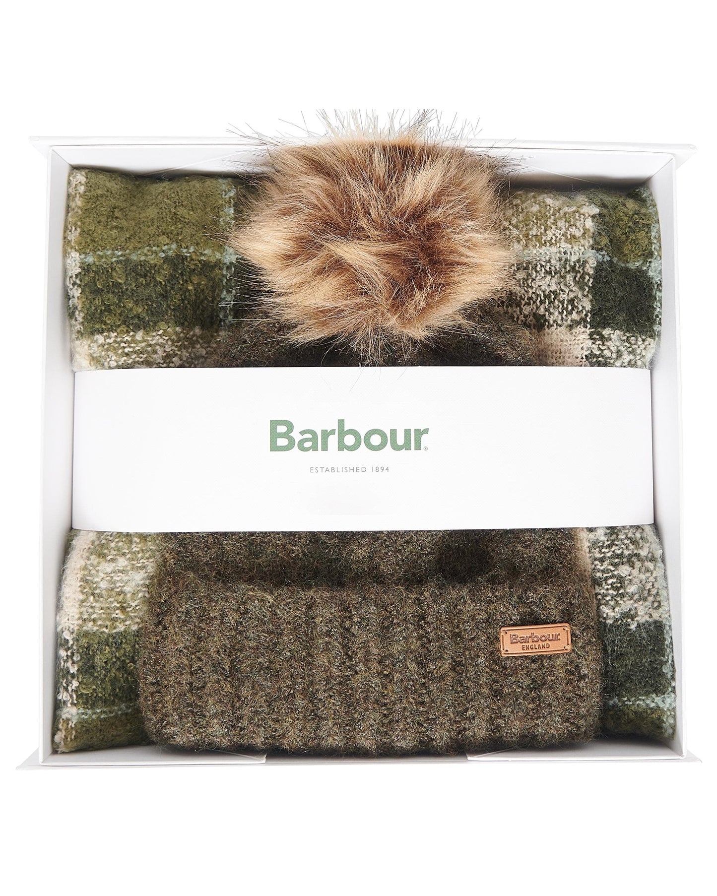 Barbour Saltburn Beanie & Tartan Scarf Set