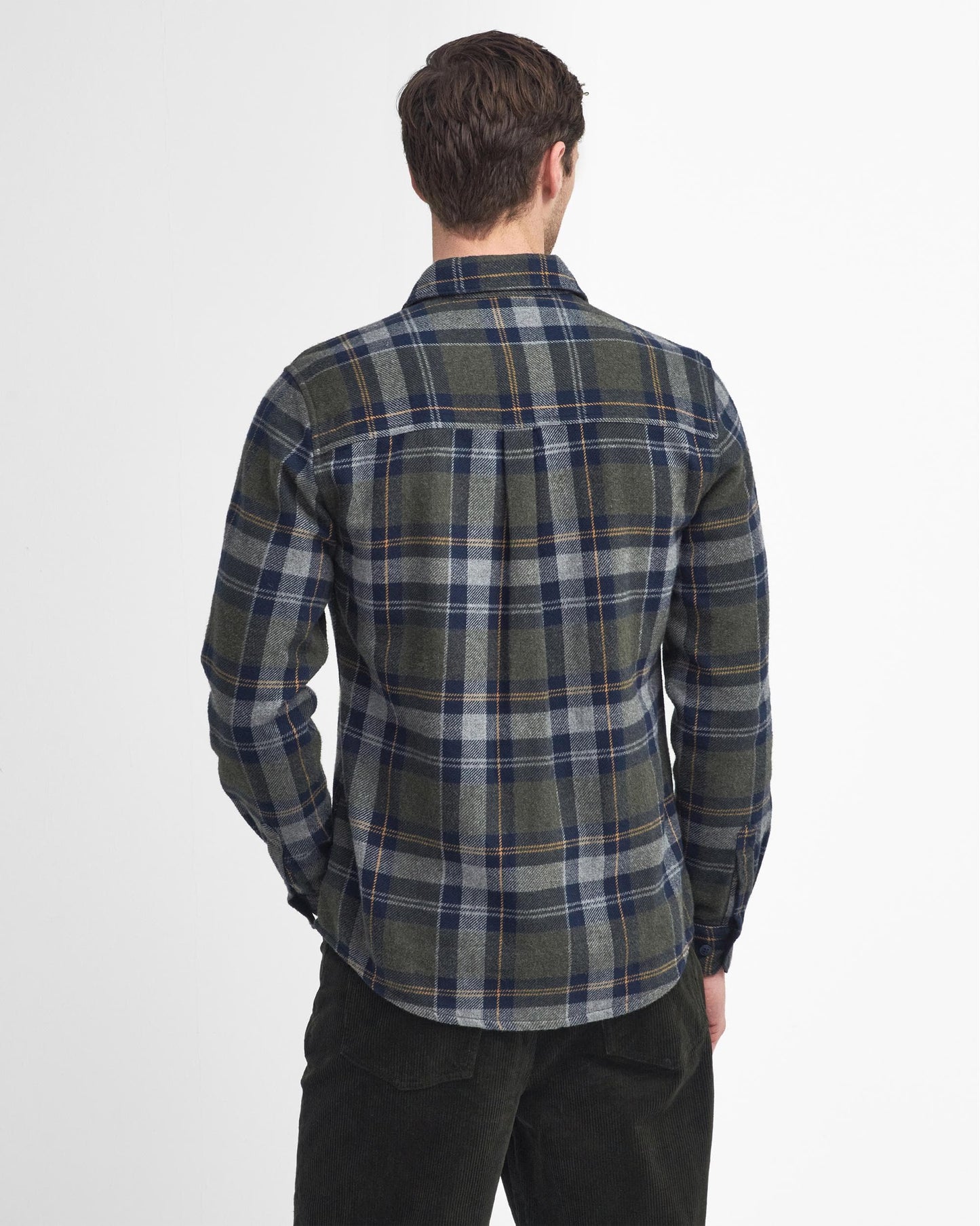 Barbour Snowcap Mens Tailored Long Sleeve Checked Shirt - Olive Marl