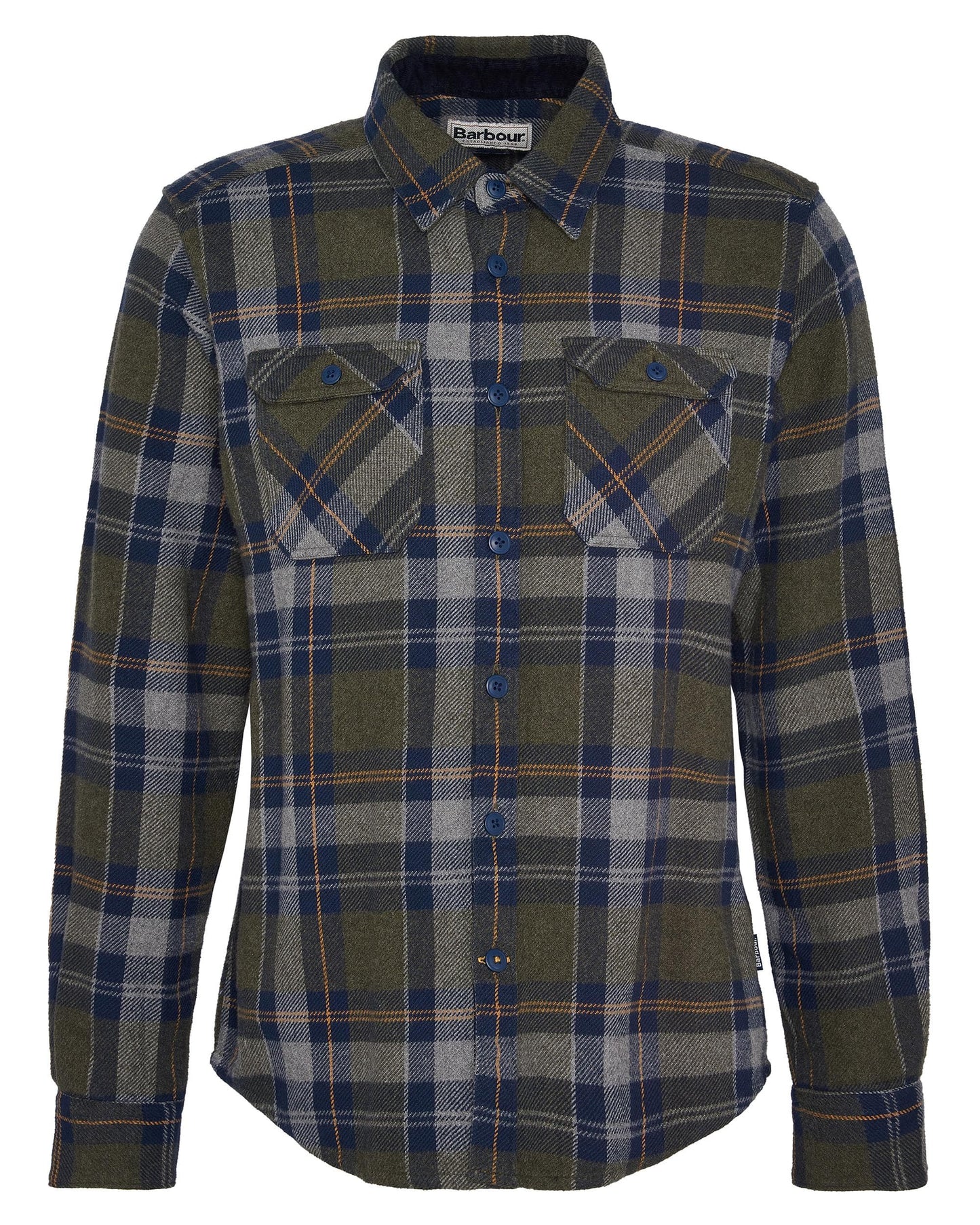 Barbour Snowcap Mens Tailored Long Sleeve Checked Shirt - Olive Marl