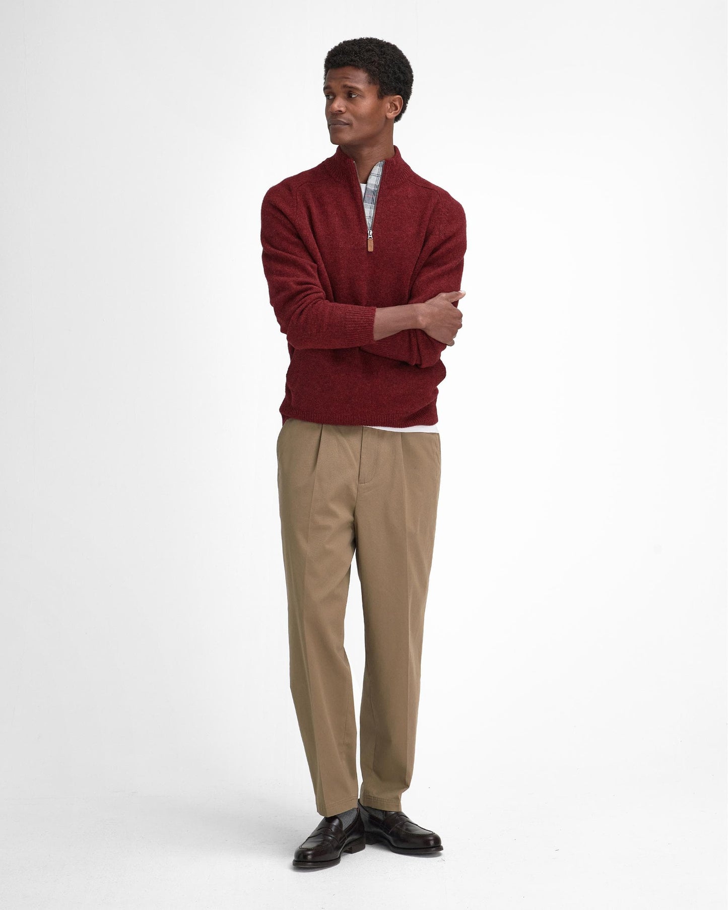 Barbour Talder Mens Half Zip Knitted Jumper - Highland Red