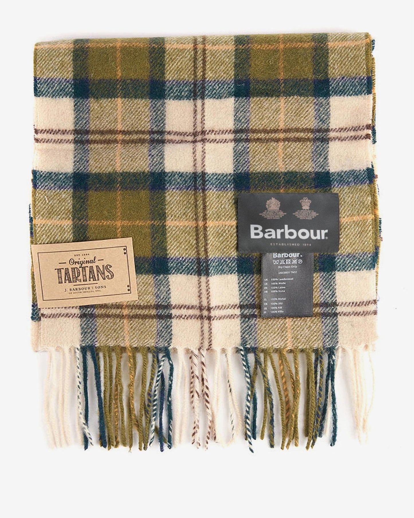 Barbour Tartan Unisex Lambswool Scarf - Ancient