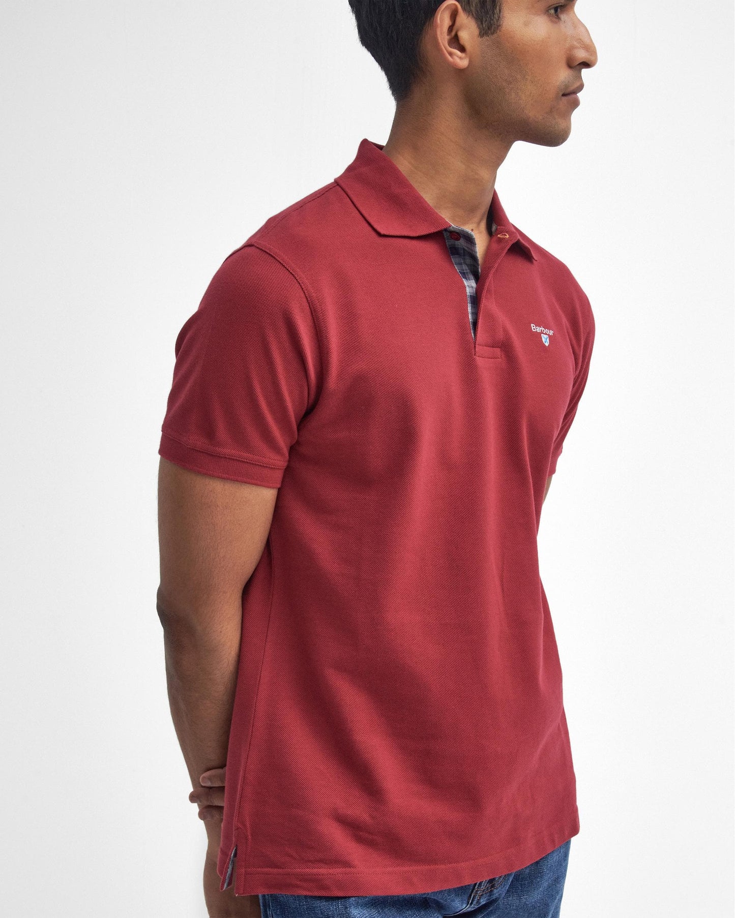 Barbour Tartan Pique Mens Polo - Highland Red