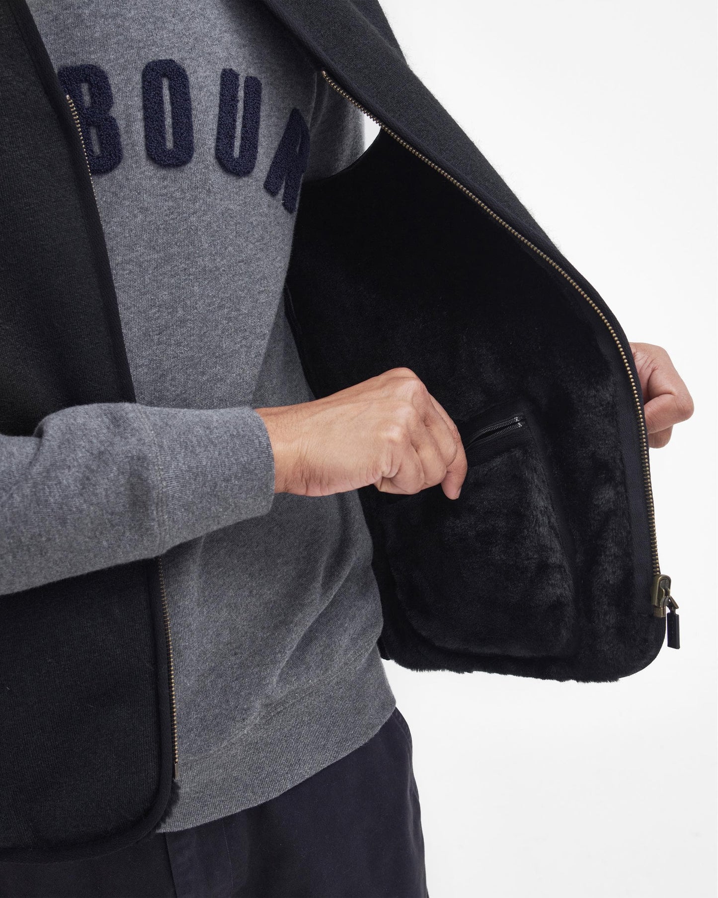 Barbour Warm Pile Waistcoat Zip-In Liner - Black