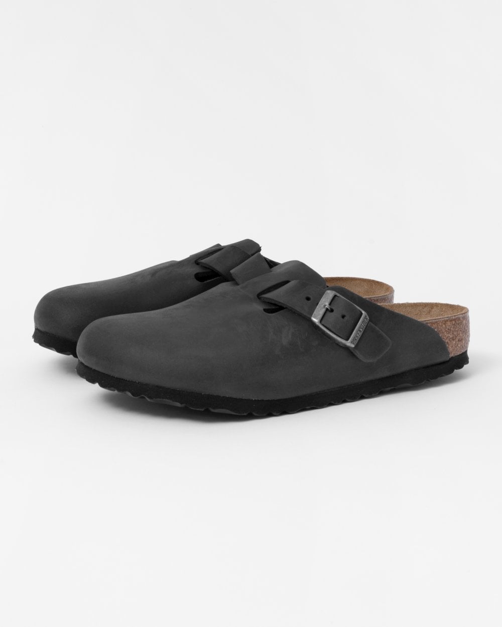 Birkenstock Boston Oiled Nubuck Leather Unisex Clogs - Black
