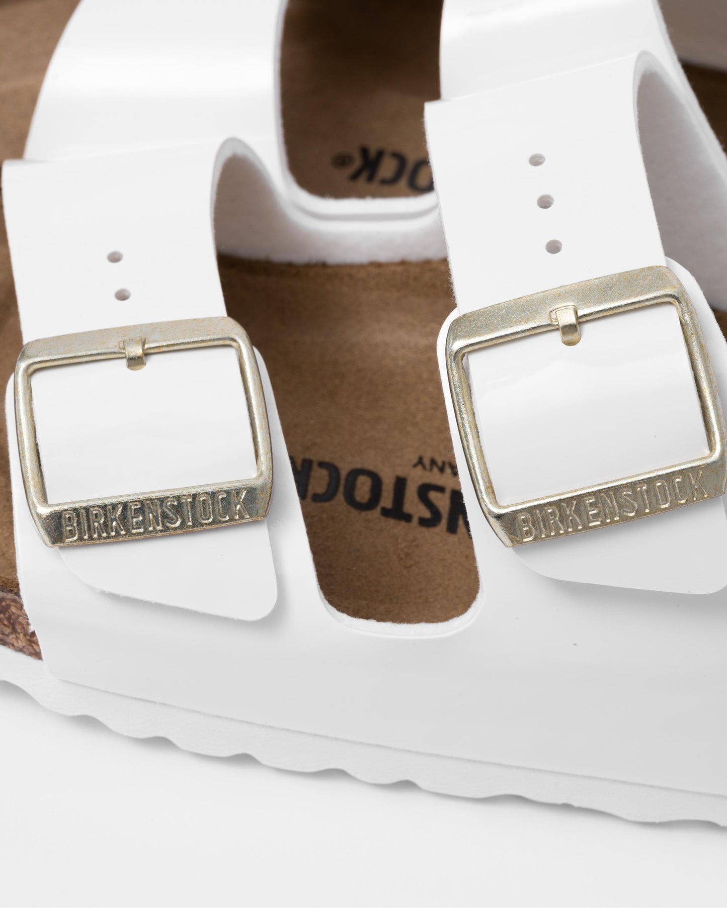 Birkenstock Arizona Birko-Flor Patent Womens Sandals - White